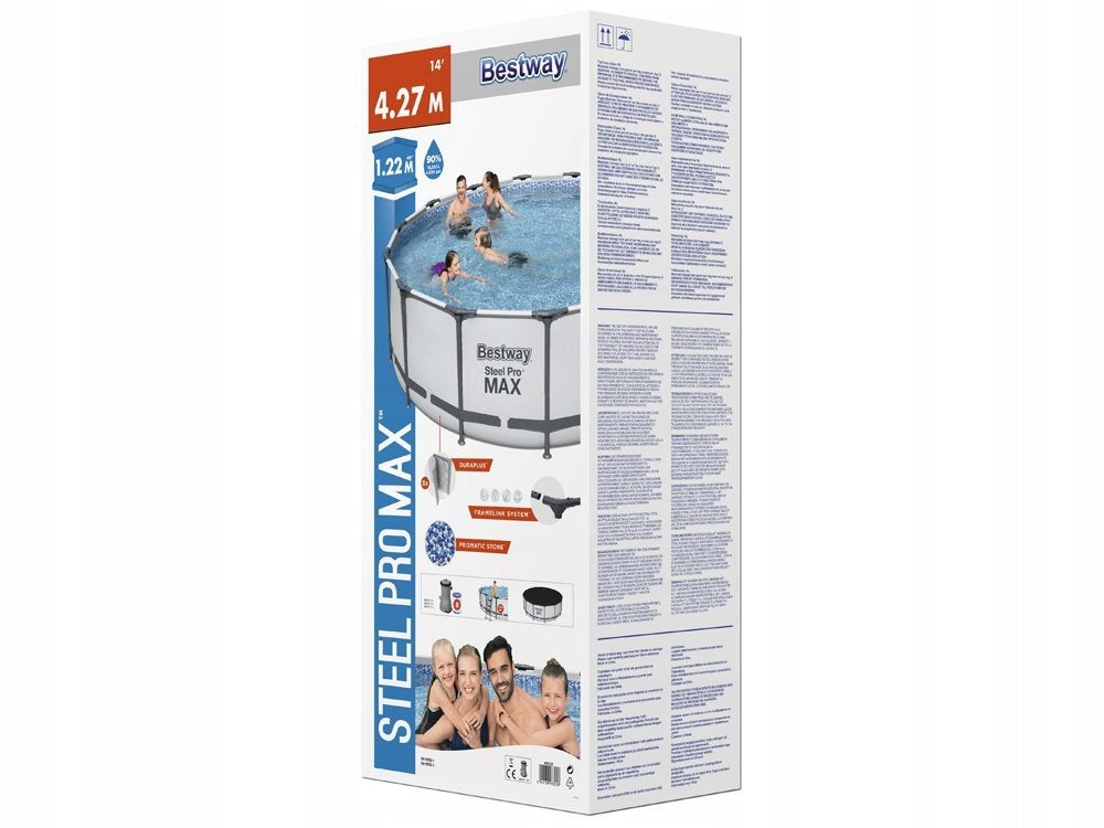 BESTWAY 5612X GARDEN STEEL POOL LADDER PUMP 58386 FILTER 427x122CM Product width 427 cm