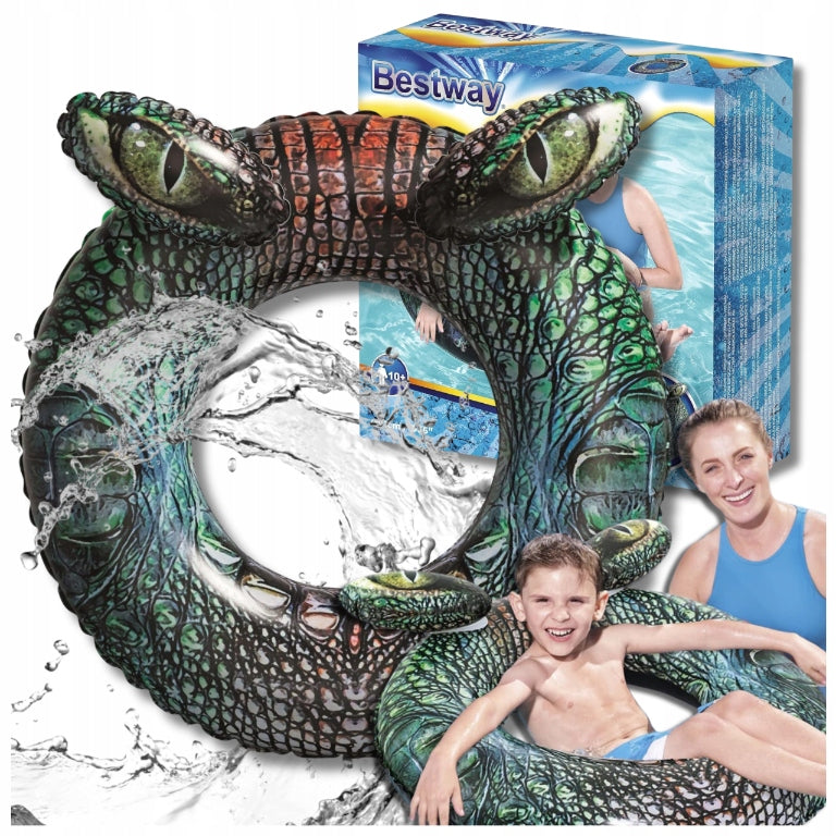 BESTWAY INFLATABLE WHEEL FOR SWIMMING BEACH CIRCLE CROCODILE LARGE 91 CM