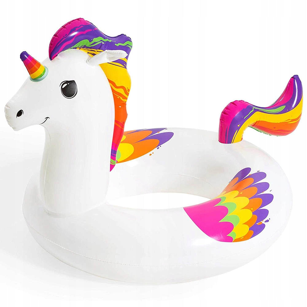 BESTWAY INFLATABLE WHEEL SWIMMING WHEEL UNICORN FOR BEACH POOL VACATION Color multicolor