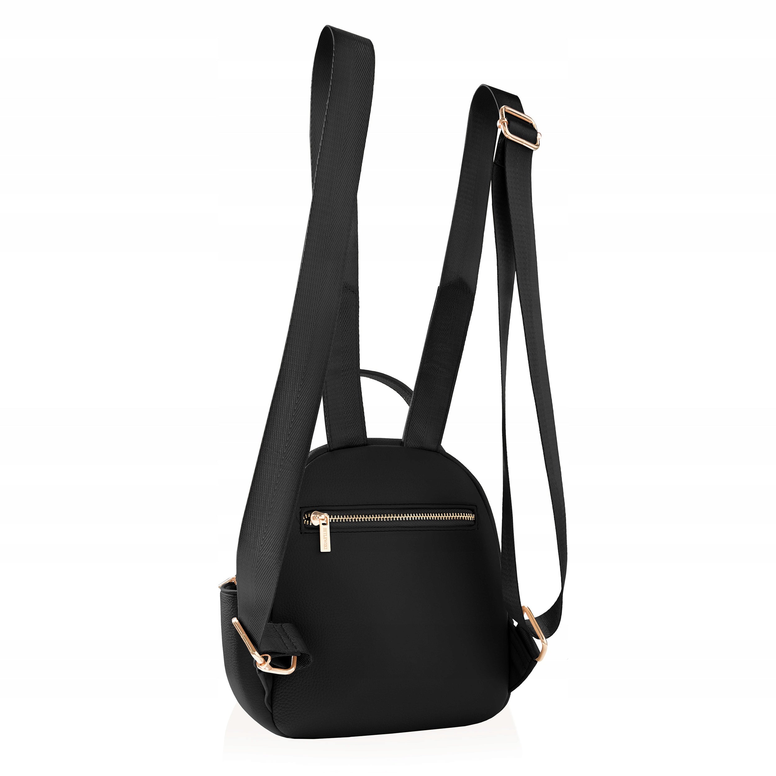 BETLEWSKI Women's city backpack with eco-leather comfortable black gold details Brand Betlewski