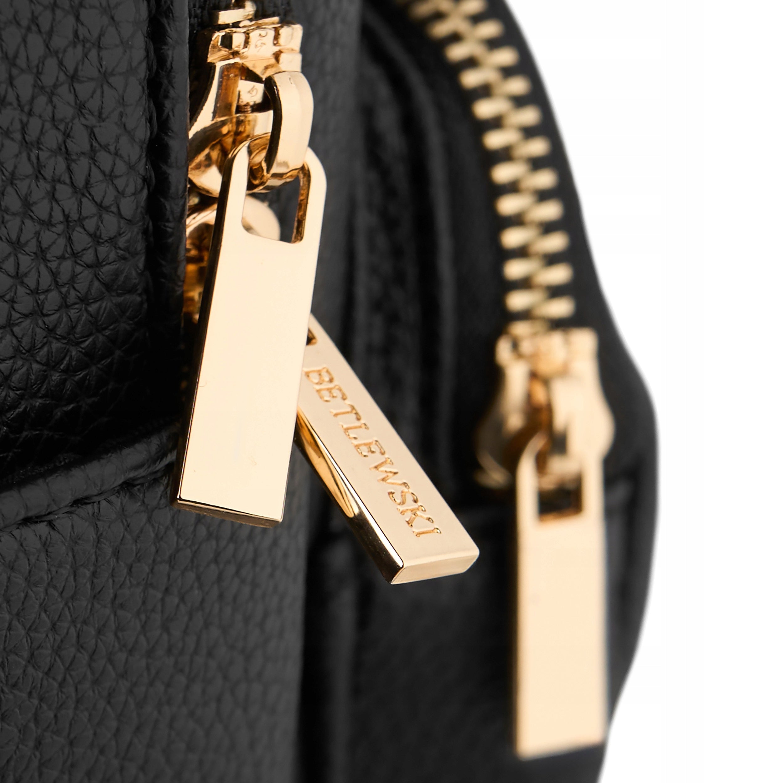 BETLEWSKI Women's city backpack with eco-leather comfortable black gold details Gender woman