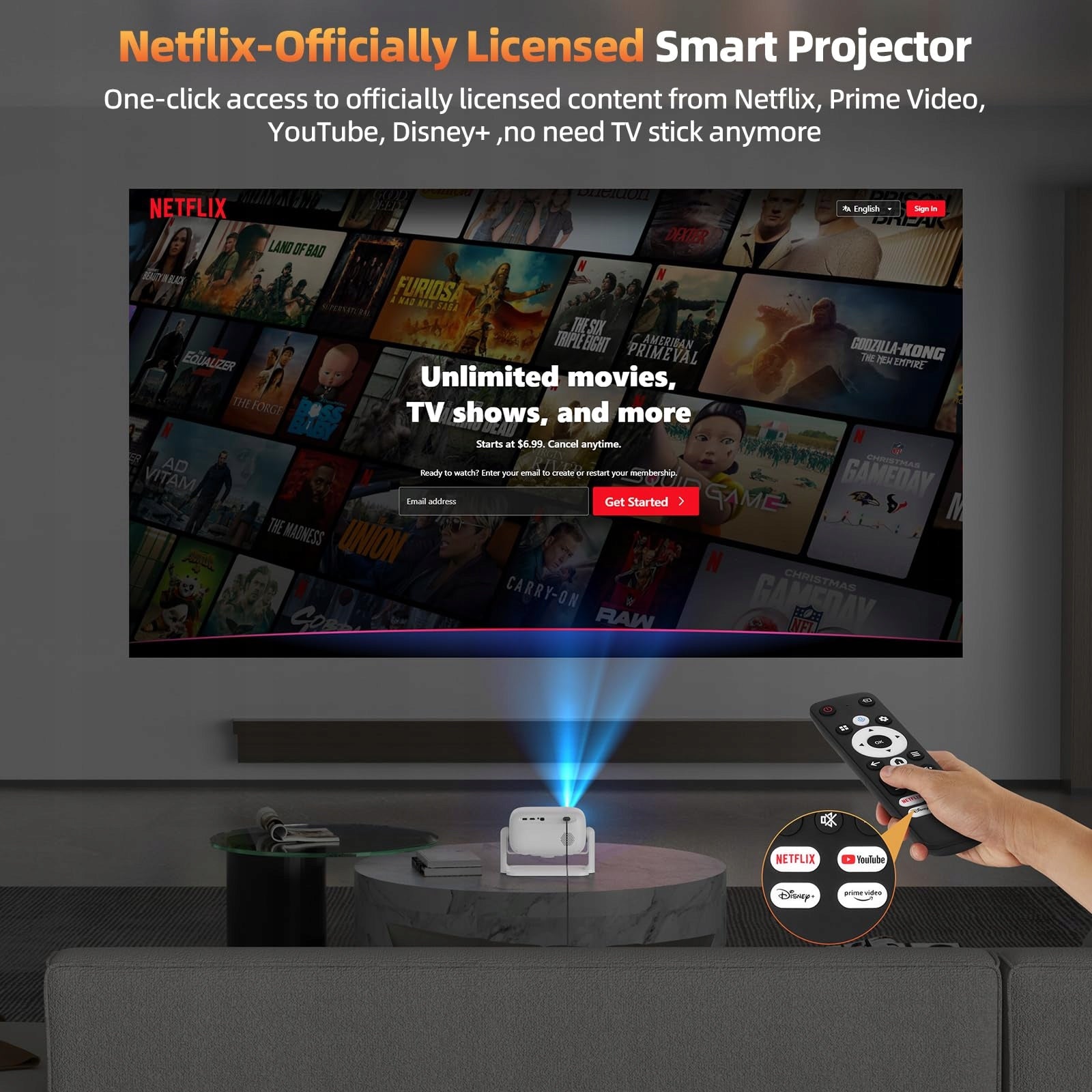 BETTDOW Projector 4K Smart WiFi6 Bluetooth 5.2 Autofocus White Packaging status original