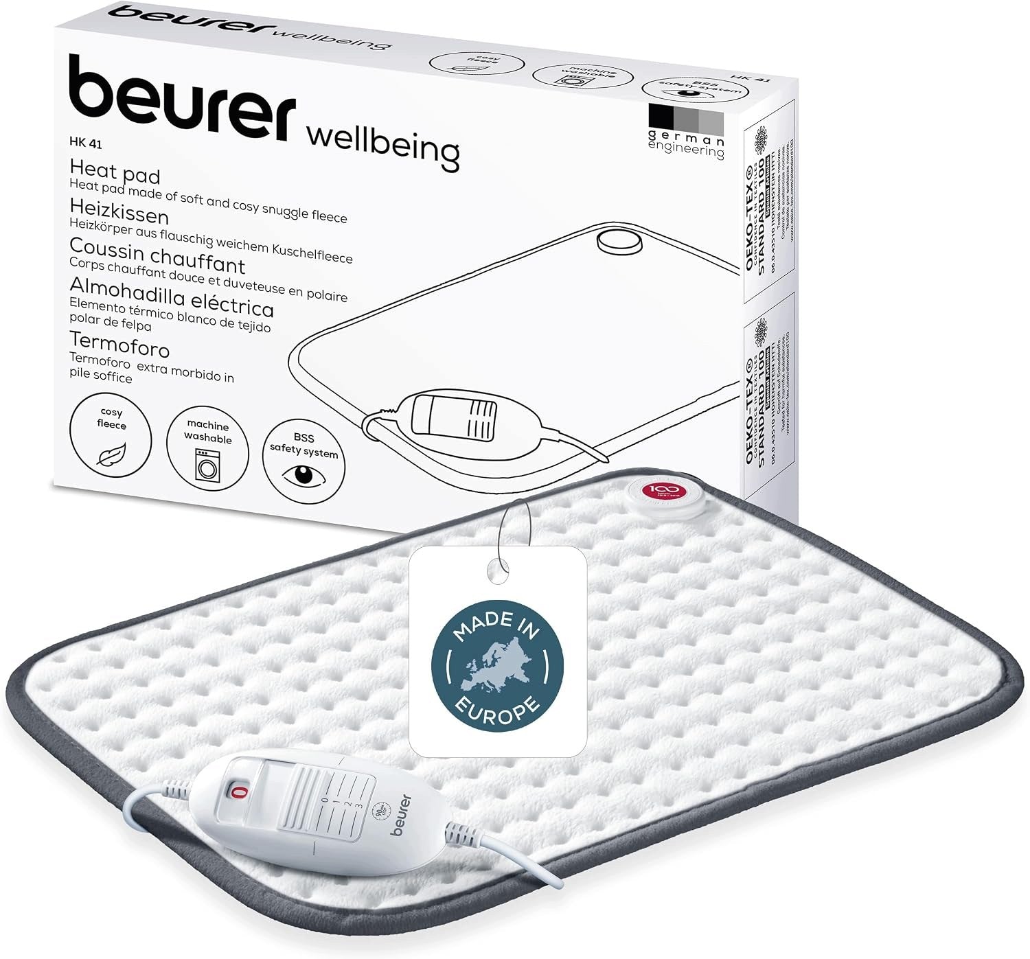BEURER HEATING PAD HK 41, 3 DEGREES OF TEMPERATURE, IRONABLE MATERIAL