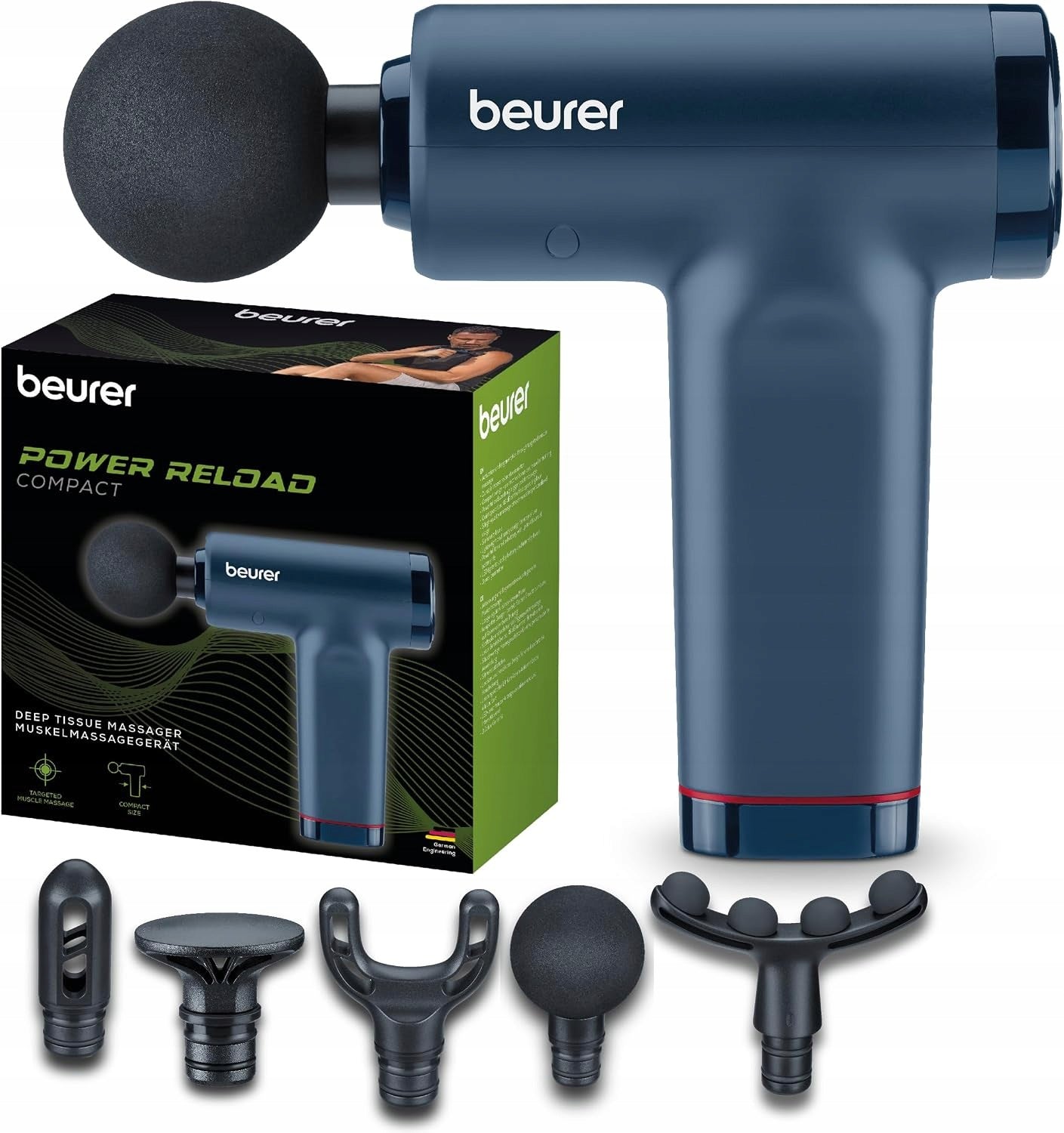 BEURER POWERRELOAD MASSAGE GUN 5 ATTACHMENTS 46 DB WIRELESS