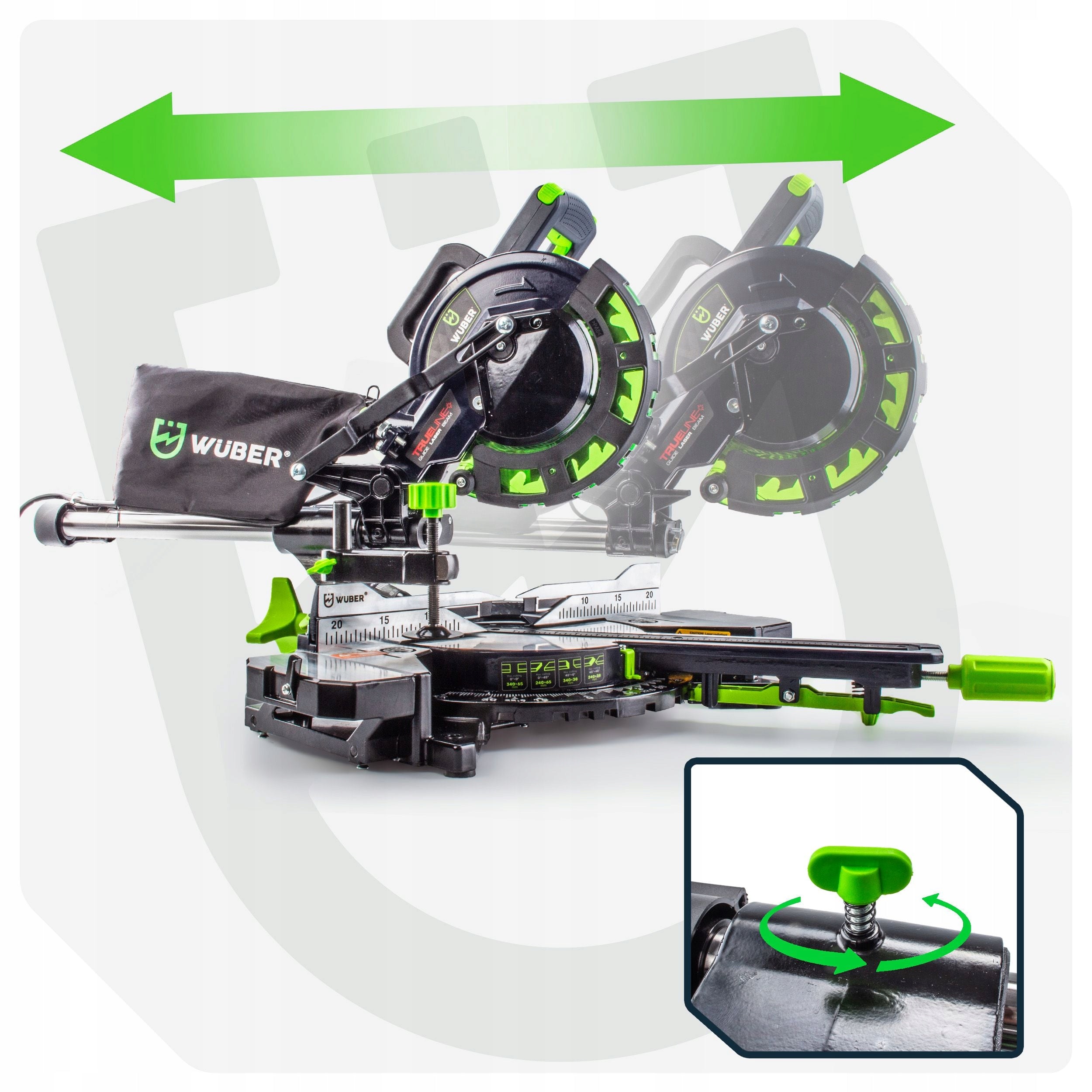 BEVEL SAW WITH FEED SLASH FOR WOOD 1700W + LASER + DISC 210MM 24T Maximum power 1700 W