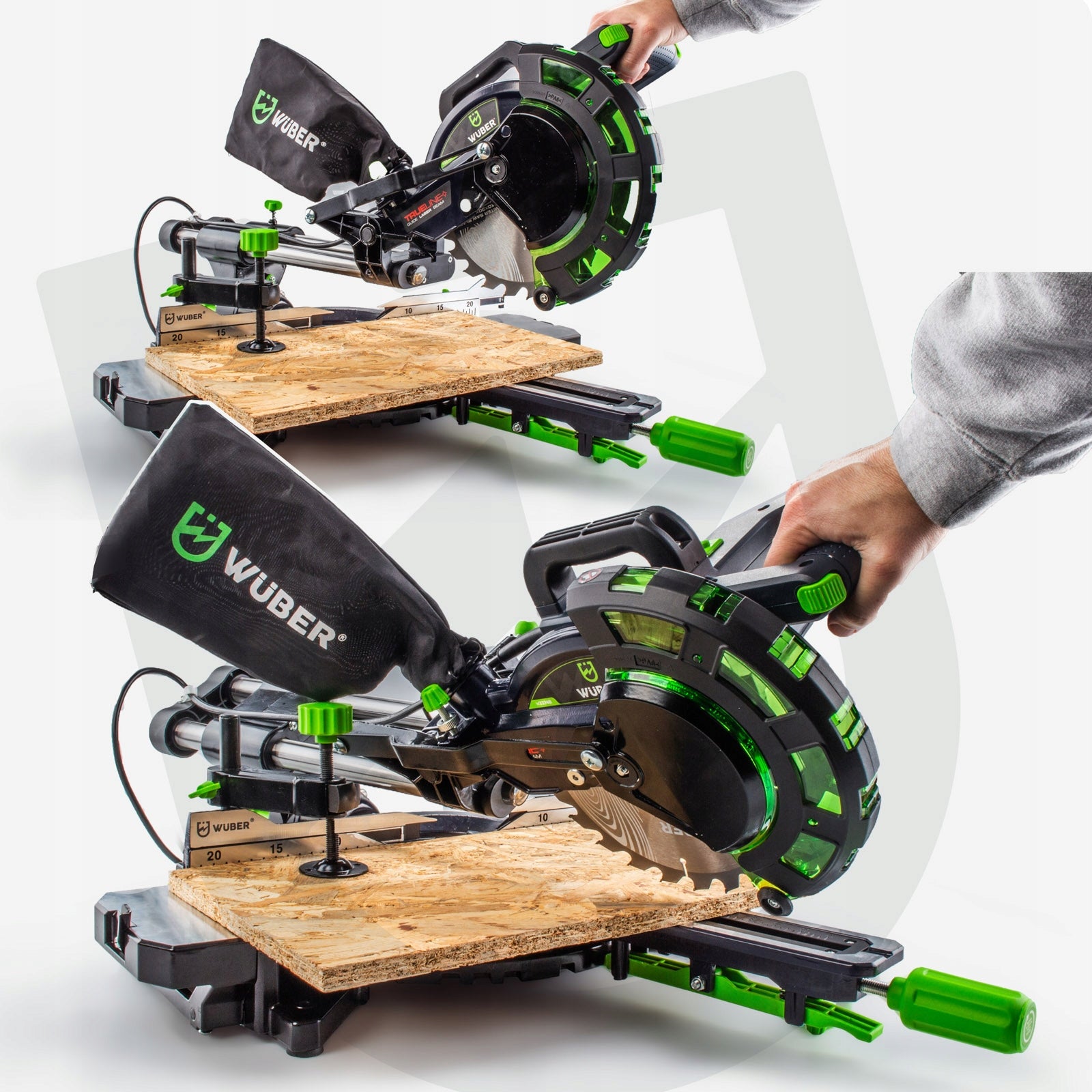 BEVEL SAW WITH FEED SLASH FOR WOOD 2000W + LASER + DISC 255MM 60T Packaging status original