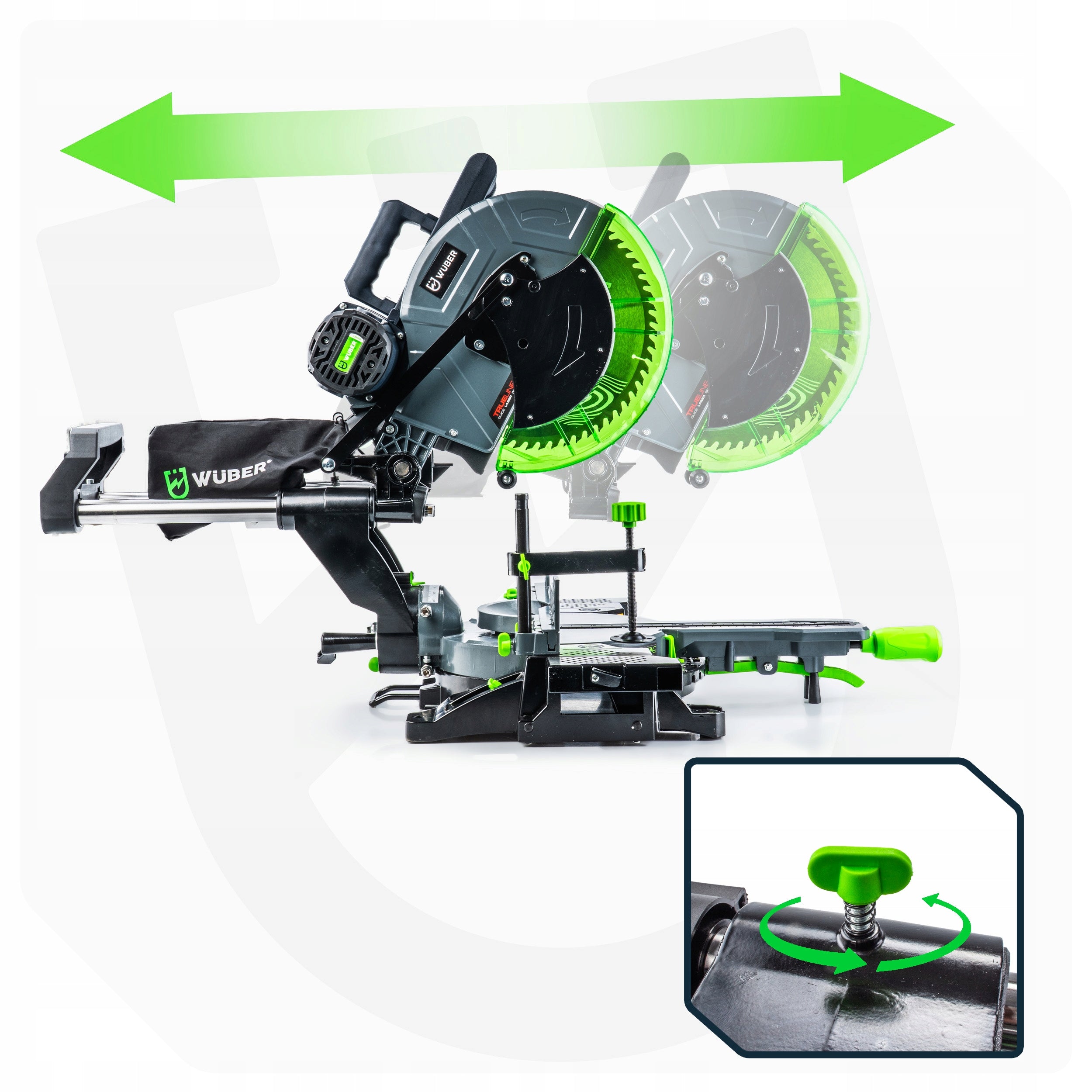 BEVEL SAW WITH FEED SLASH FOR WOOD 2000W + LASER + DISC 305MM 60T Disc diameter 305 mm