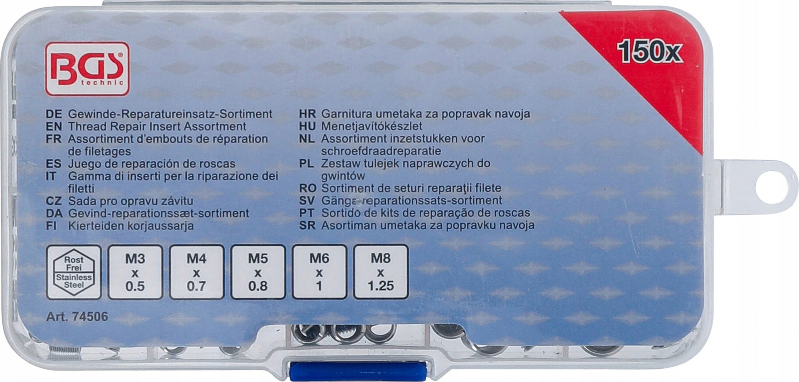 BGS 74506, Sada pro opravu závitu | nerezová ocel | 150dílná Manufacturer code BGS80847
