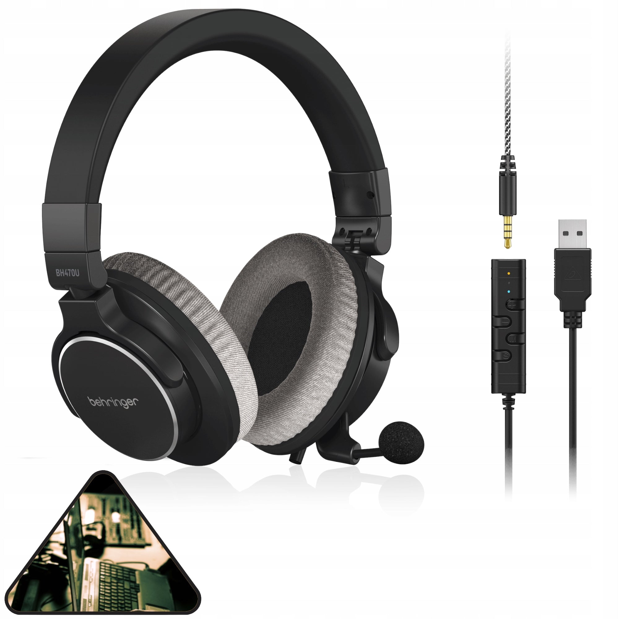 BH 470U Studio Headphones With Microphone and USB Interface Behringer
