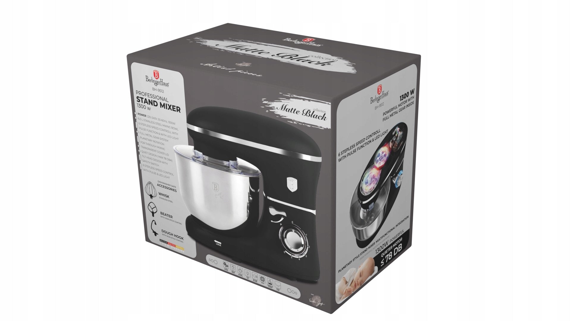 BH-9512 - Food Processor 1300 W Berlinger Haus Matte Black Collection Manufacturer code 5999108472640