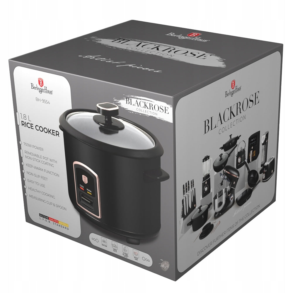 BH-9554 - Electric Rice Cooker BerlingerHaus Black Rose Gold Collection Packaging status original
