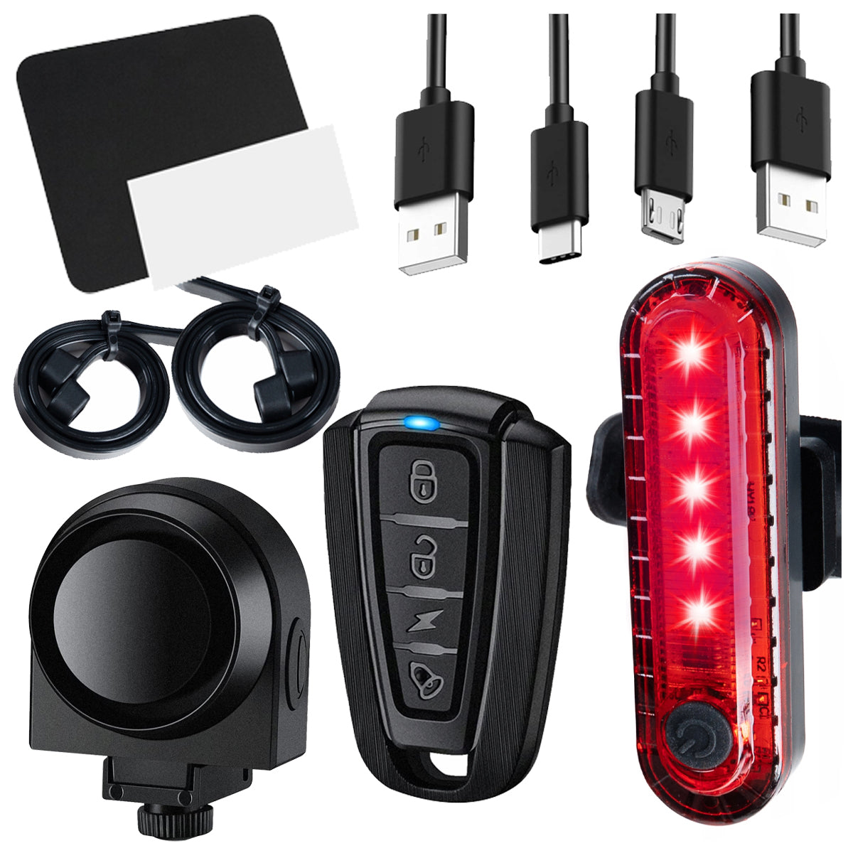 BICYCLE ALARM ANTI-THEFT Remote Control LED BICYCLE LIGHT WATERPROOF