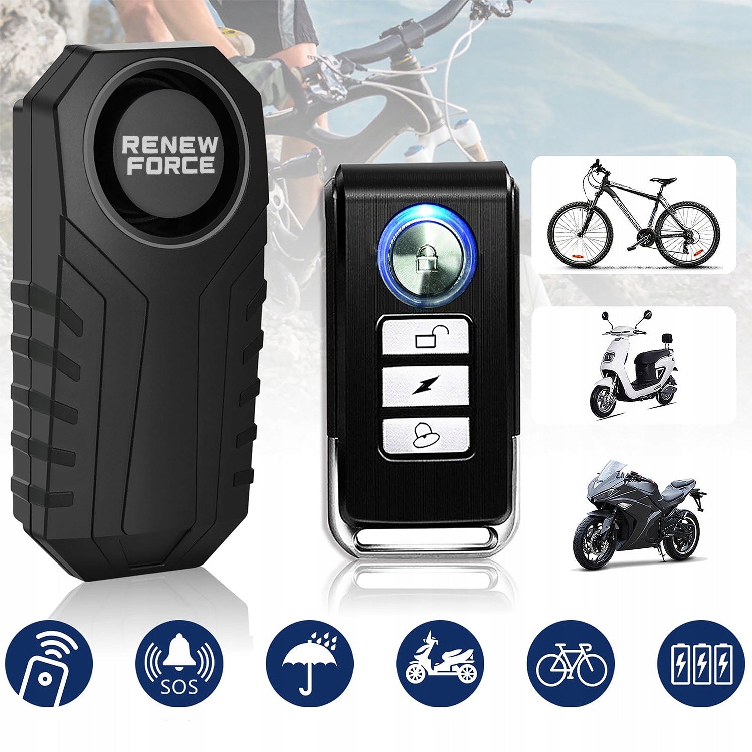 BICYCLE ALARM Anti-Theft LOUD Lock With Remote Control Wireless 50M Manufacturer code ZABEZPIECZENIE DO ROWERU ALARM WODOODPORNY 6