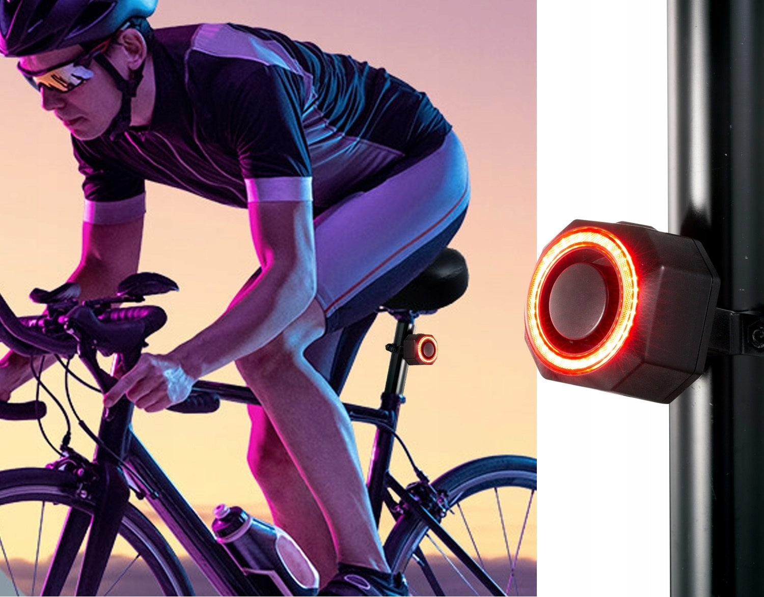 BICYCLE ALARM WIRELESS BELL 110dB + REMOTE CONTROL LED LIGHT REAR Alarm volume 110 dB