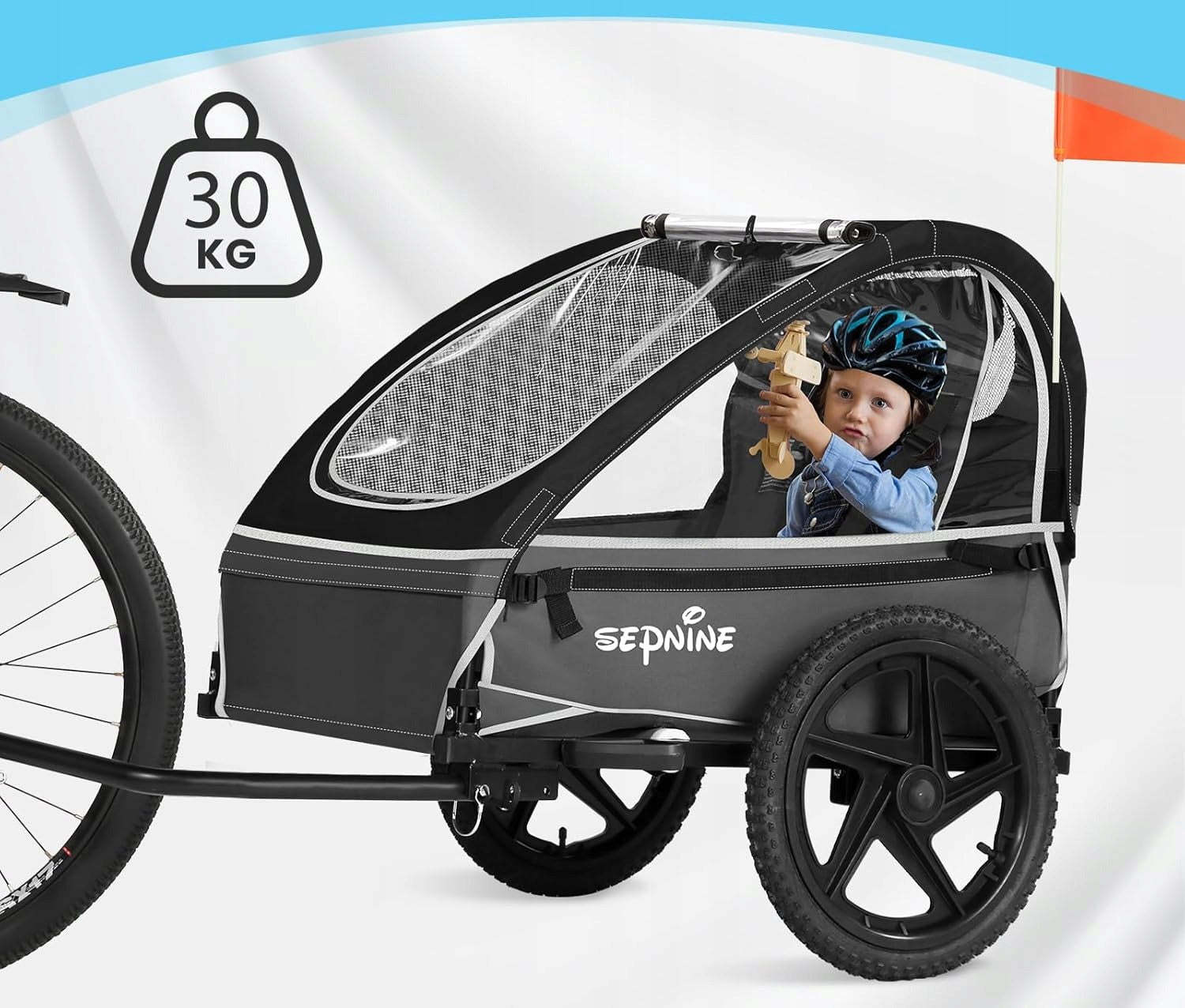 BICYCLE BABY TRAILER with 5-Point belt Kids Bike Trailer Up to 30kg For for kids