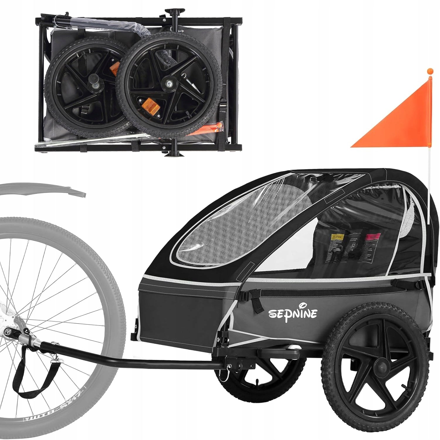 BICYCLE BABY TRAILER with 5-Point belt Kids Bike Trailer Up to 30kg