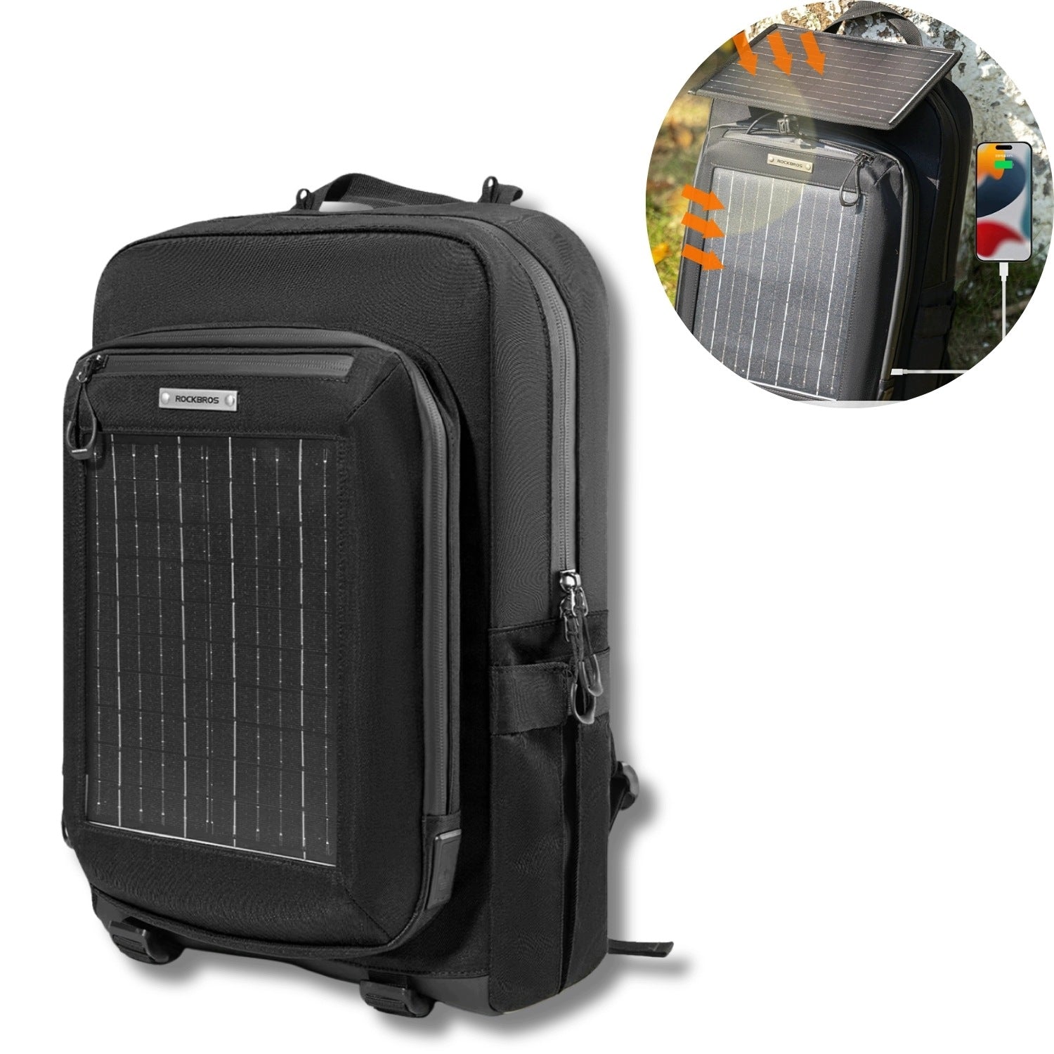 BICYCLE BACKPACK WITH SOLAR PANEL FOR CAPACIOUS PHONE 20L ROCKBROS