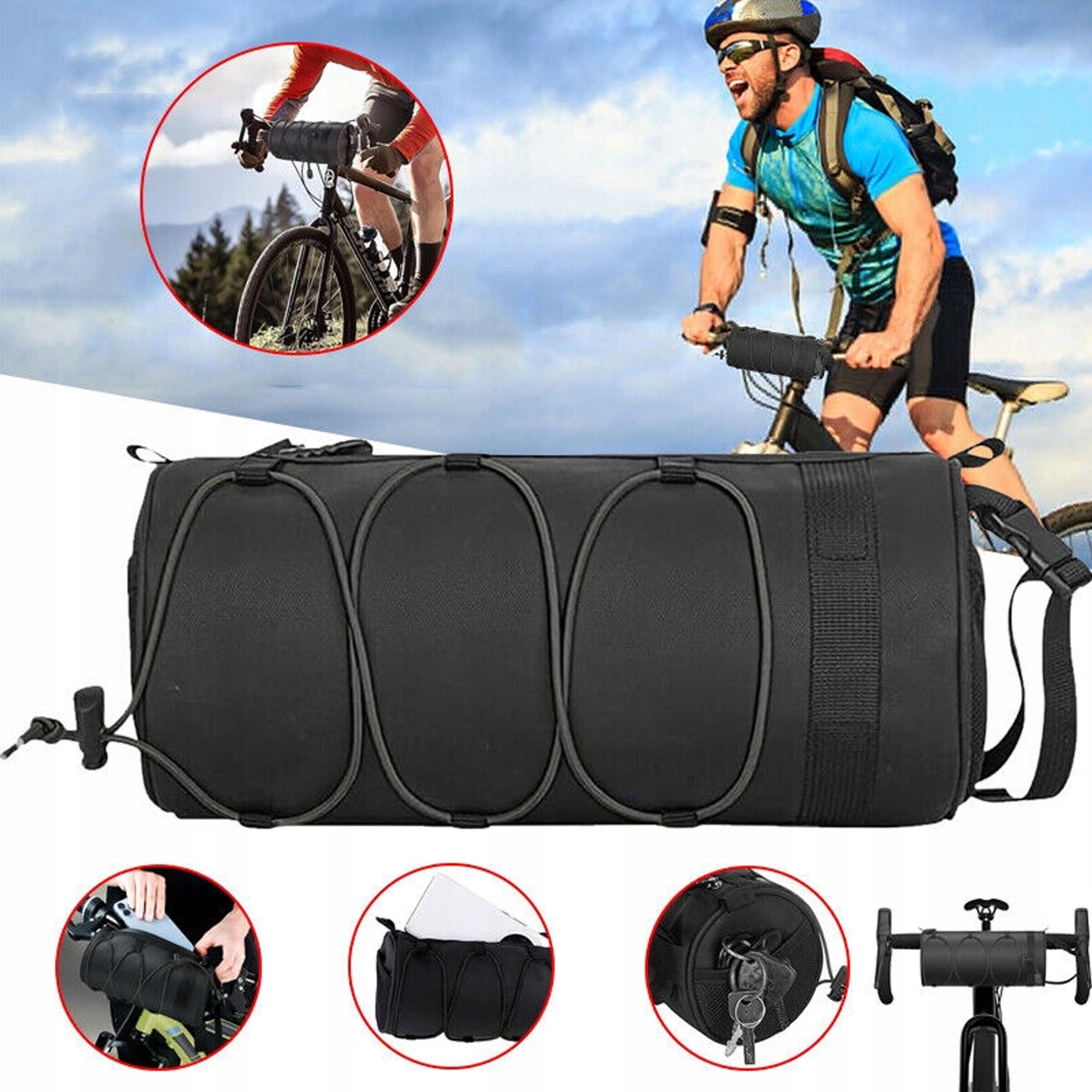 BICYCLE BAG BICYCLE POUCH 2,5L WATERPROOF SHOULDER HANDLEBAR BLACK Color black