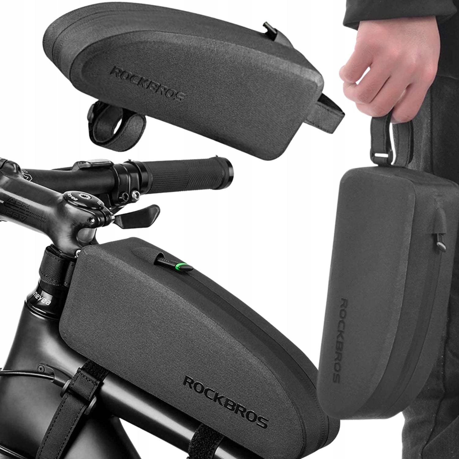 BICYCLE BAG FOR FRAME WATERPROOF POUCH LARGE ROOMY BLACK 1.6L ROCKBROS
