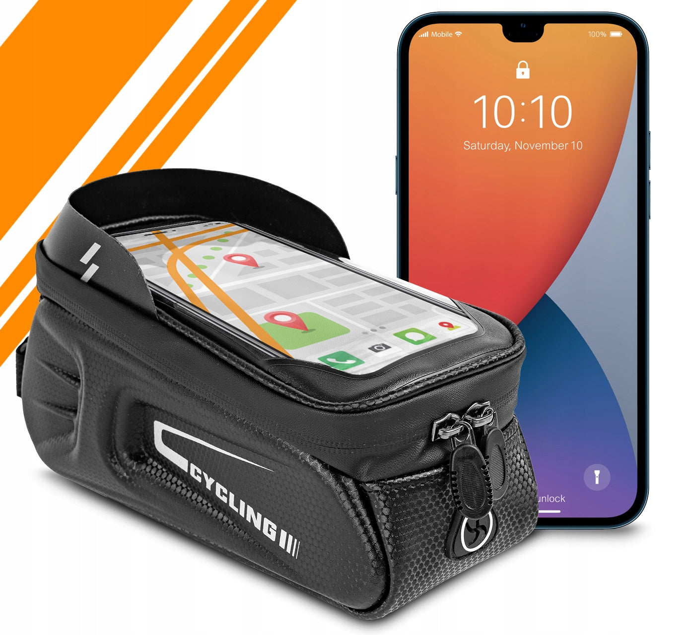 BICYCLE BAG FOR KEYS WALLET PHONE 17X9CM 9,5" WATERPROOF POUCH 1,7L Model B-Bag100