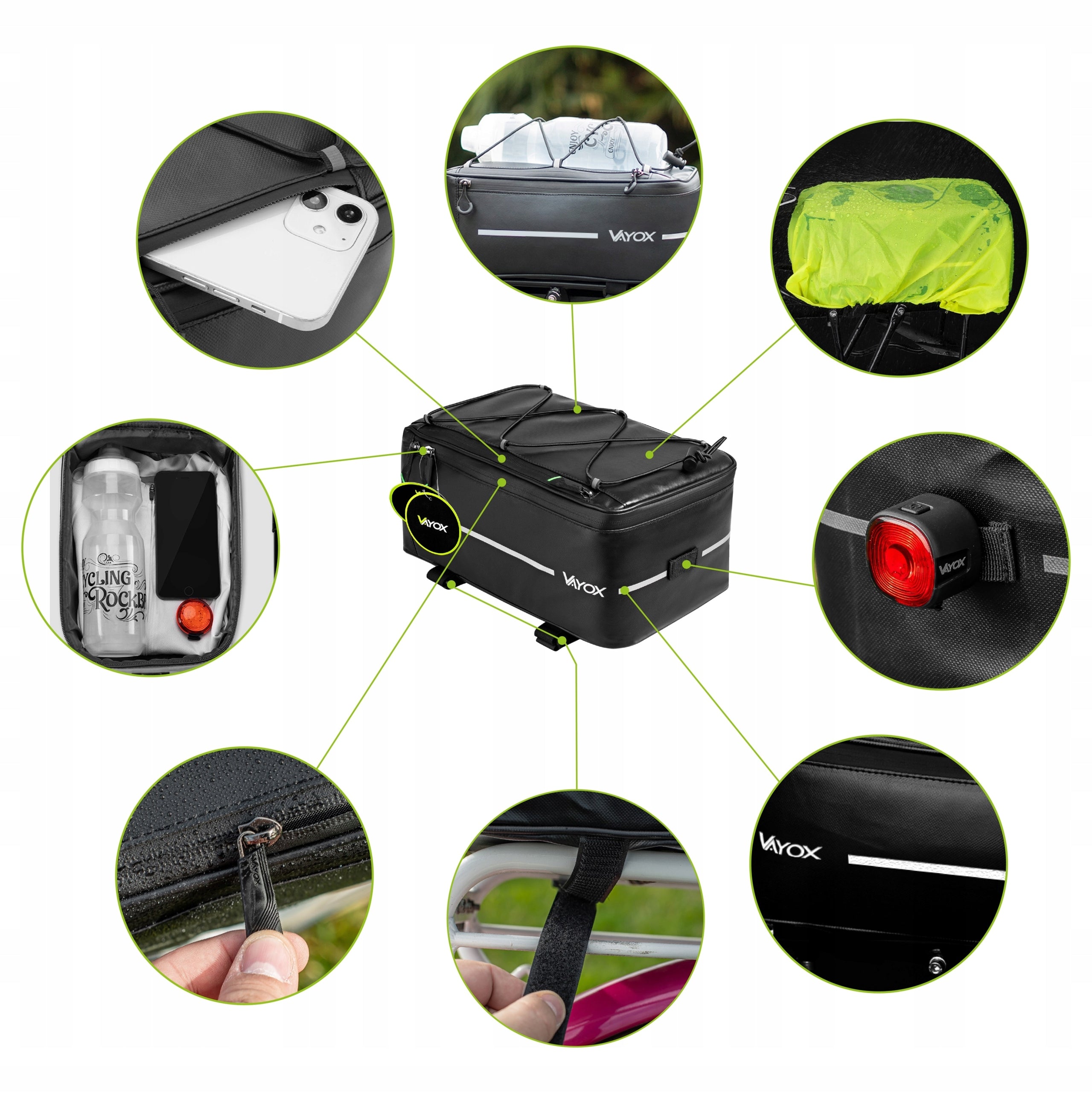 BICYCLE BAG FOR PANNIER TRAVEL POUCH REAR COVER WATERPROOF VAYOX Packaging status original