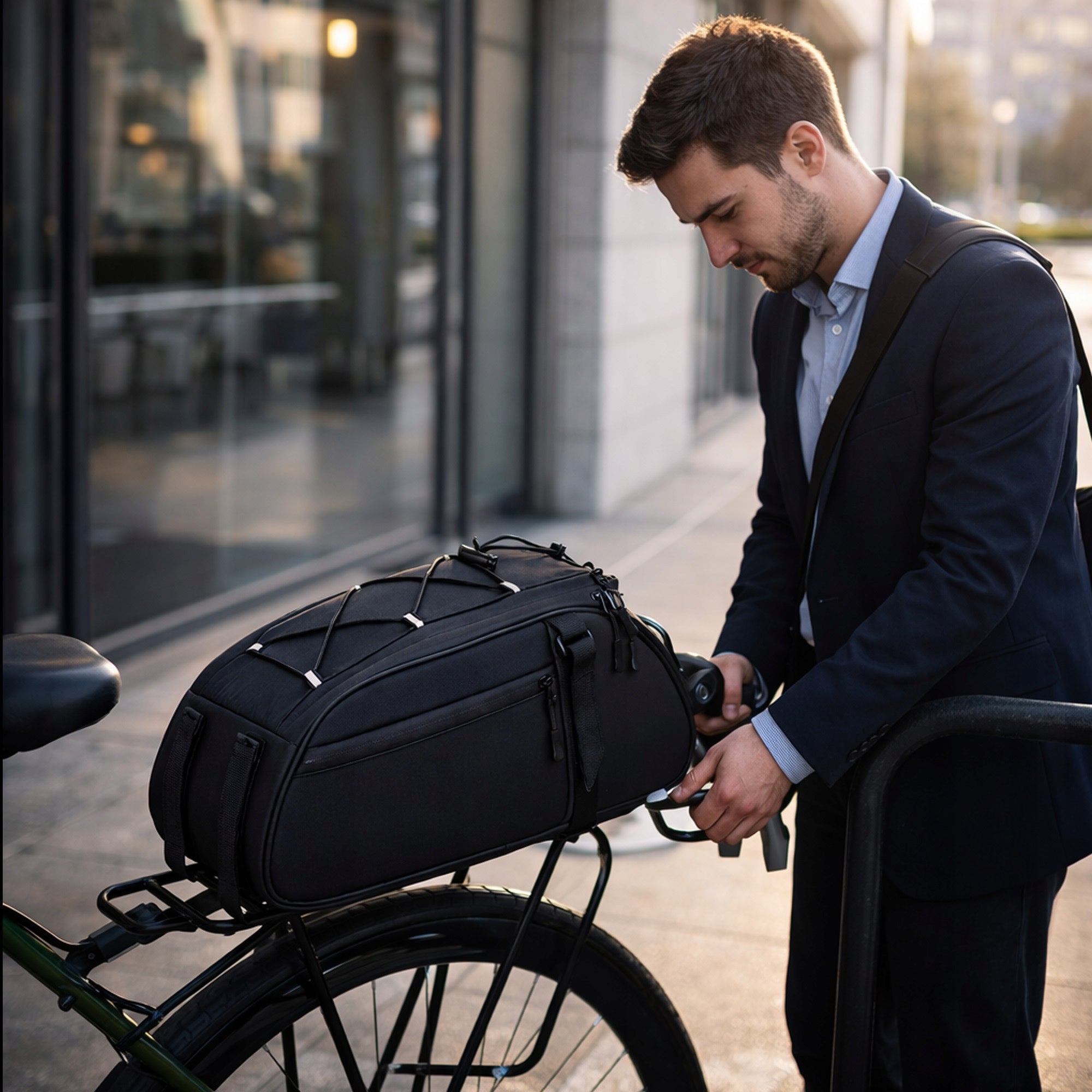 BICYCLE BAG FOR TRUNK POUCH SHOULDER STRAP 900D Oxford Cloth REFLECTORS Capacity 8 l