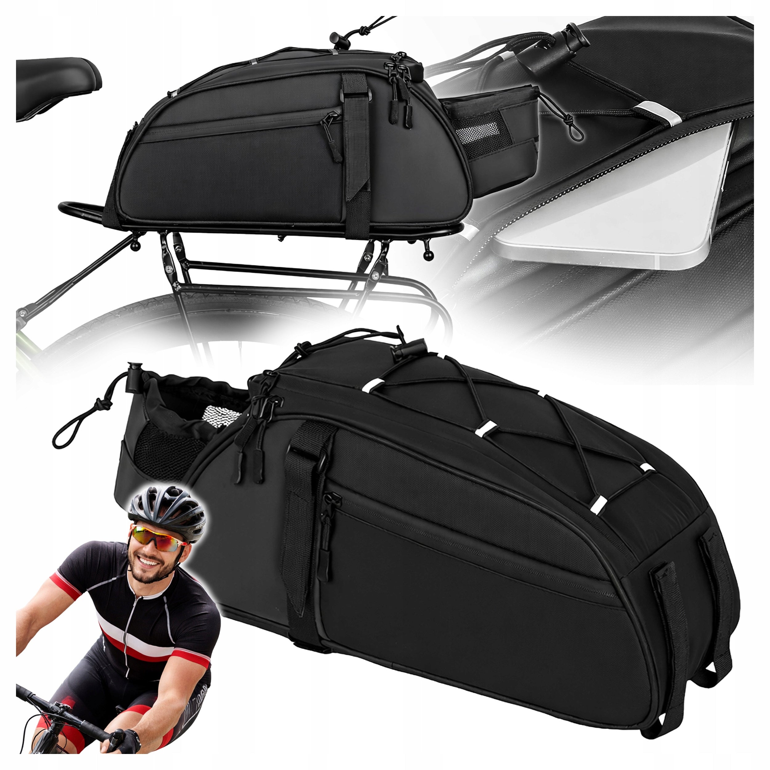 BICYCLE BAG FOR TRUNK POUCH SHOULDER STRAP 900D Oxford Cloth REFLECTORS Packaging status original
