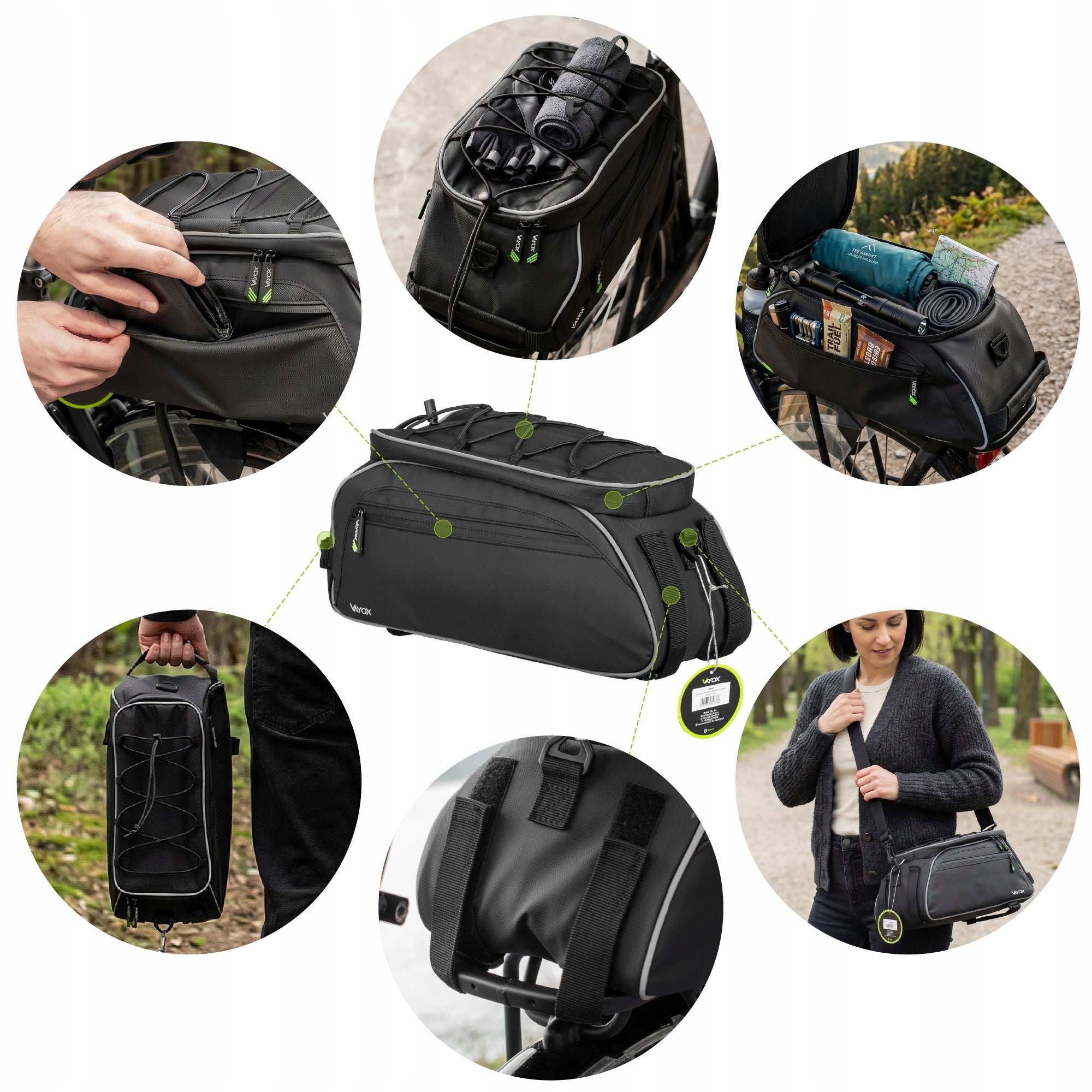 BICYCLE BAG PANNIER FOR REAR RACK LARGE WATERPROOF SHOULDER STRAP VAYOX Manufacturer code SAKWA ROWEROWA VAYOX 10L NA BAGAŻNIK