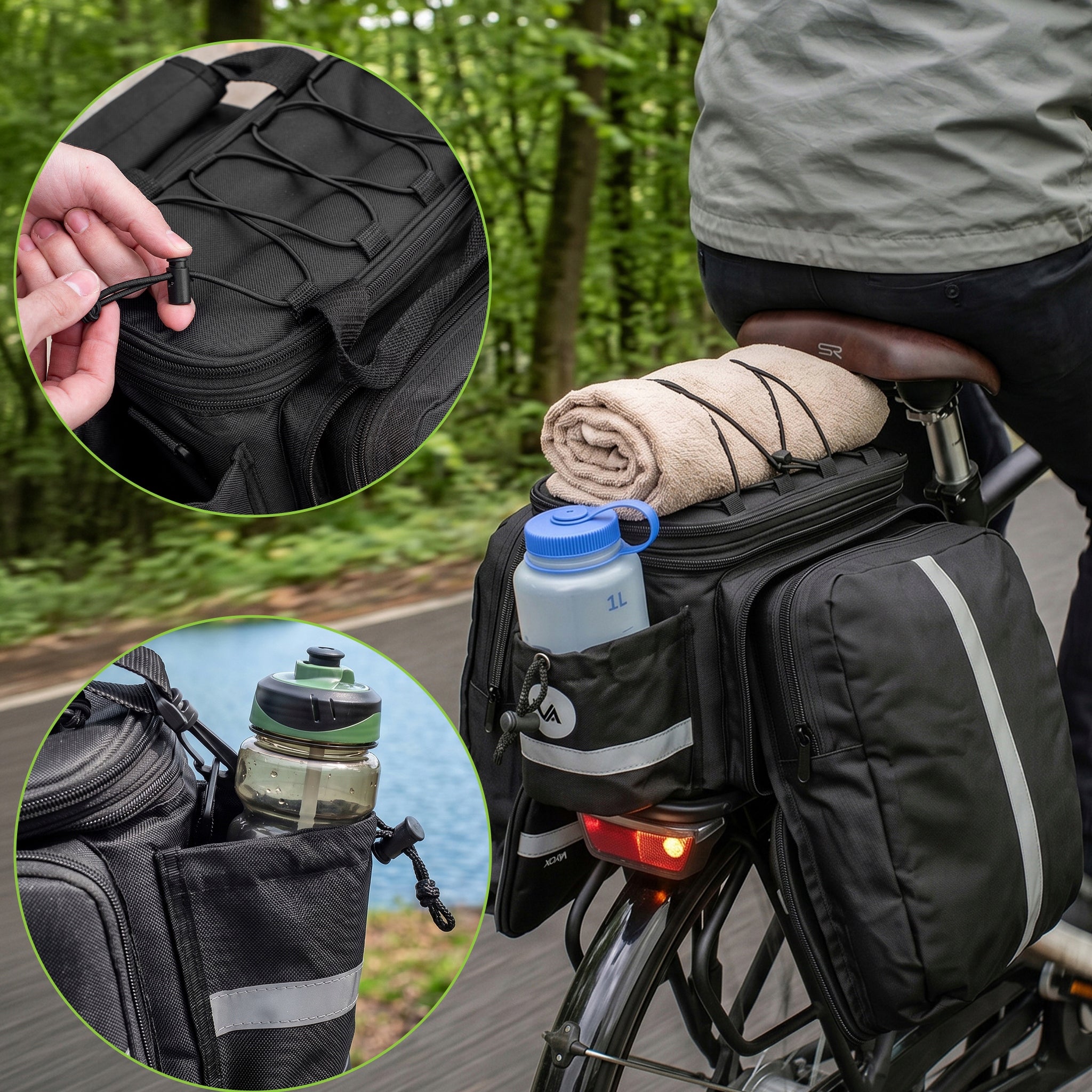 BICYCLE BAG PANNIER FOR REAR RACK ROOMY 35 RIGID WATERPROOF VAYOX Brand Vayox