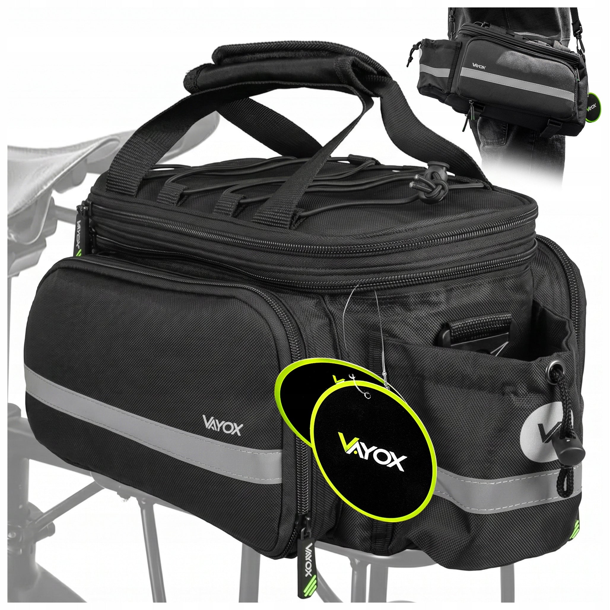 BICYCLE BAG PANNIER FOR REAR RACK ROOMY 35 RIGID WATERPROOF VAYOX