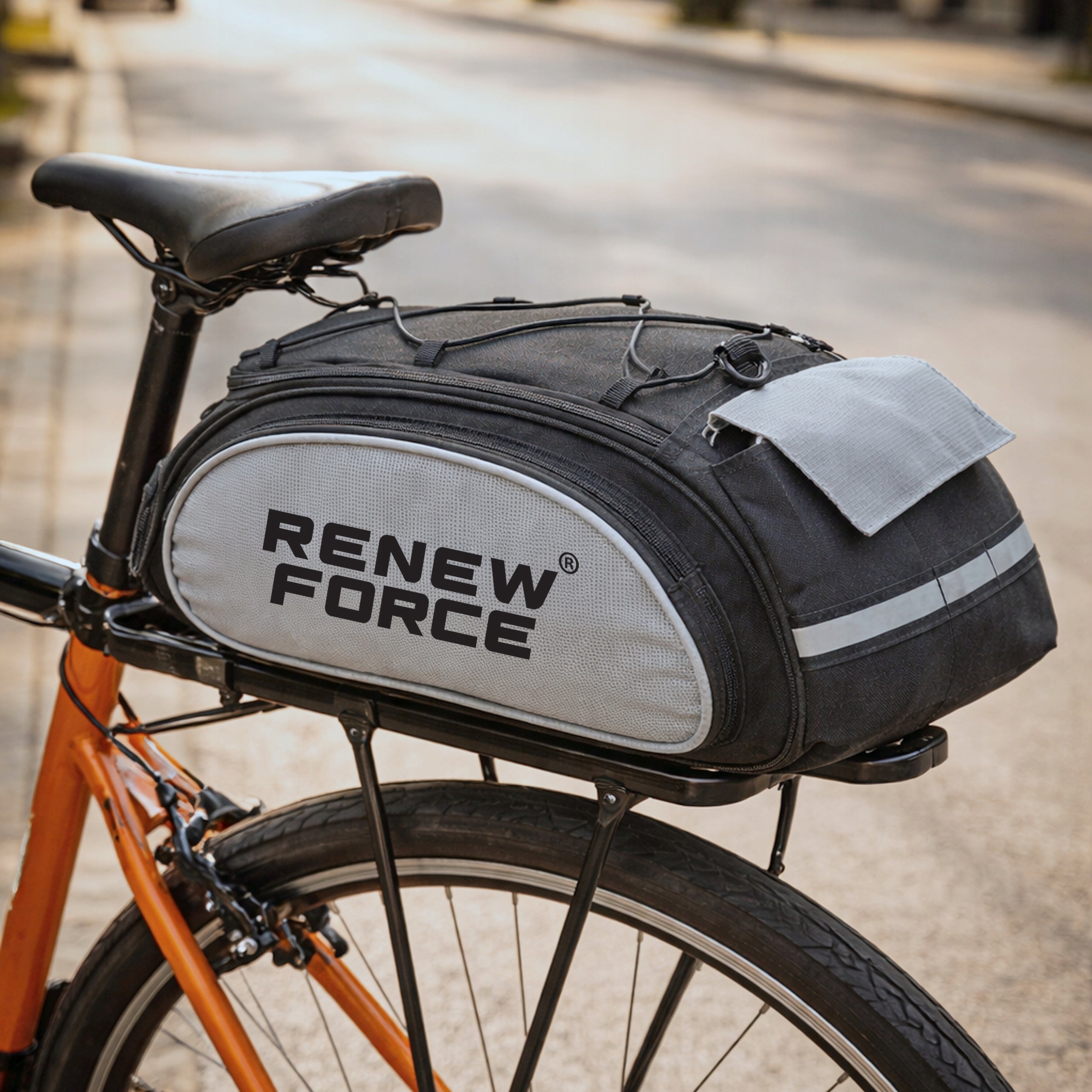 BICYCLE BAG PANNIER FOR TRUNK BICYCLE TOURIST SHOULDER REFLECTIVE 13L Color black