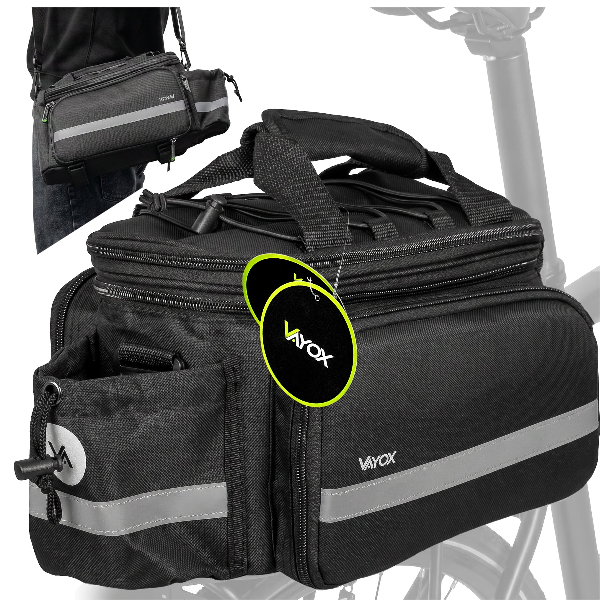 BICYCLE BAG PANNIER REAR RACK ADJUSTABLE CAPACITY WATERPROOF VAYOX