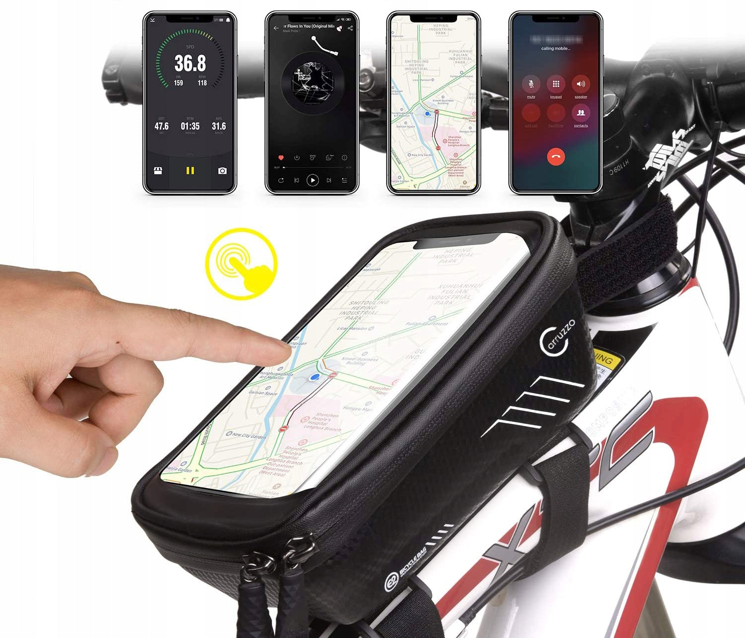 BICYCLE BAG POUCH PHONE HOLDER WATERPROOF Color black