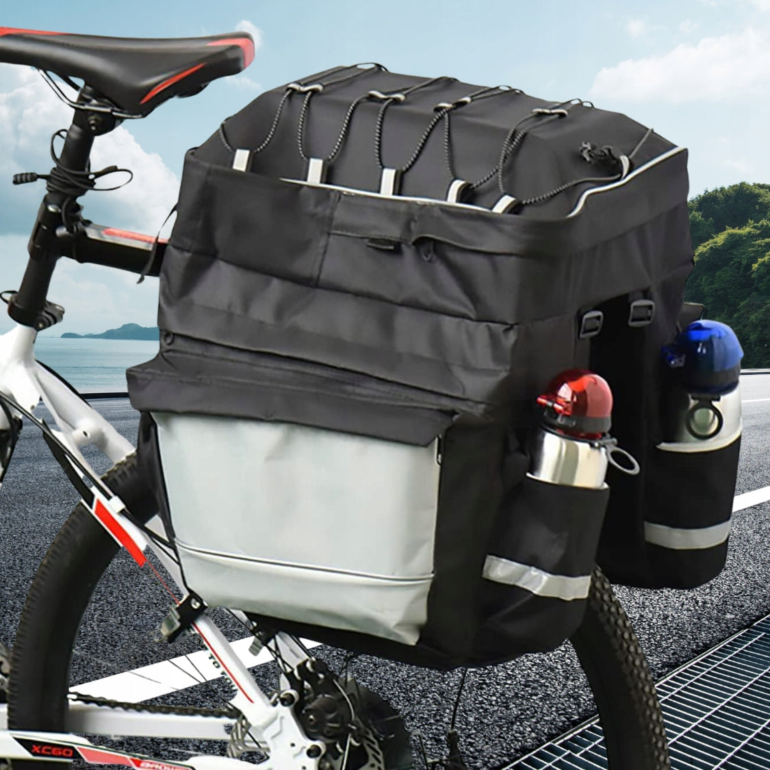 BICYCLE BAG POUCH for bicycle rack + COVER Model 55L