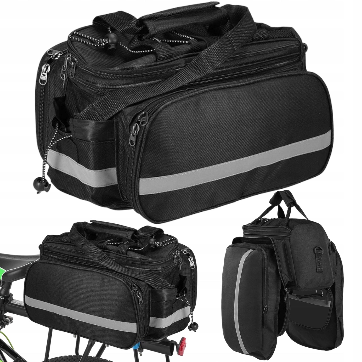 BICYCLE BAG RACK BICYCLE POUCH 30L REFLECTIVE TRUNK ROOMY STORAGE