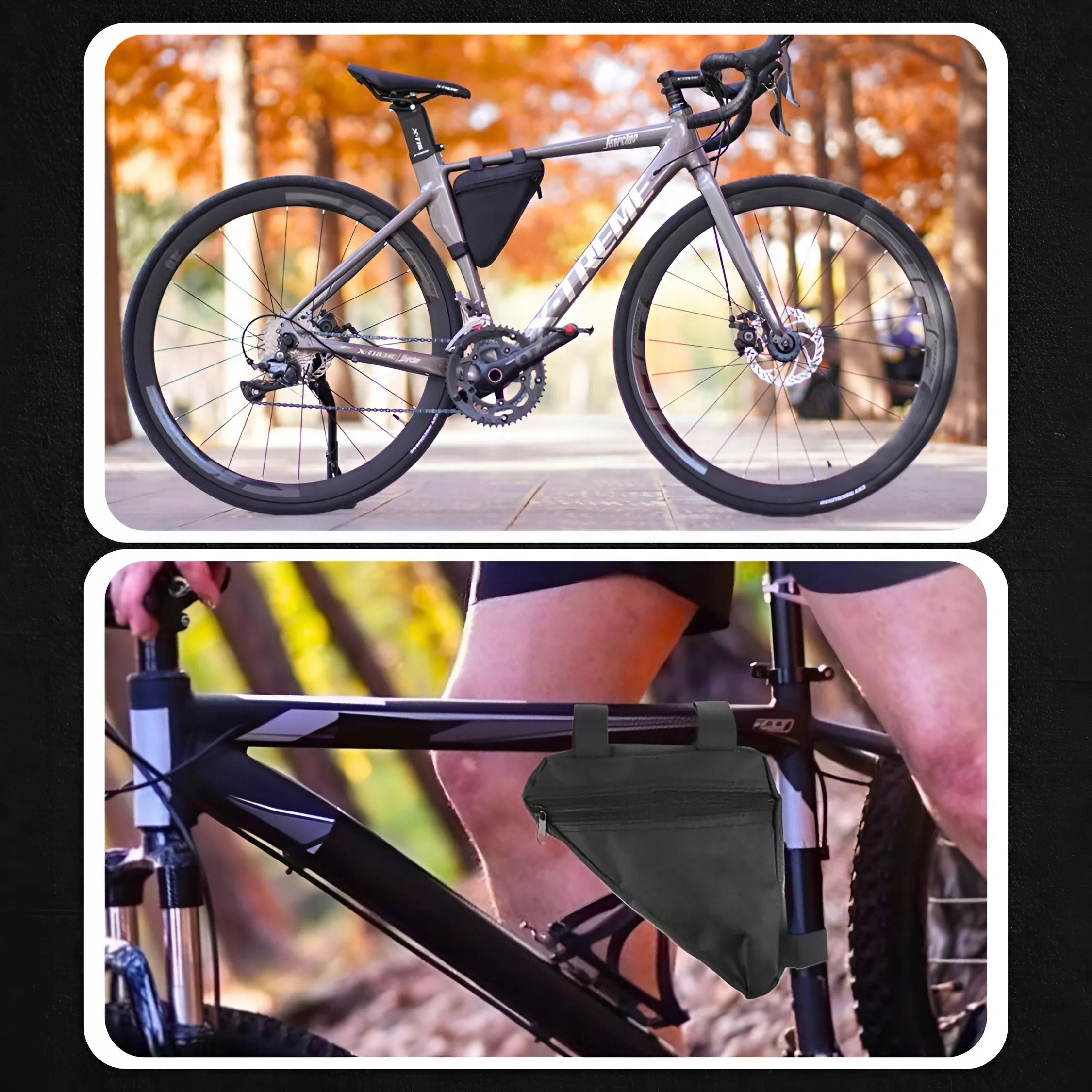 BICYCLE BAG UNDER THE FRAME POUCH TRIANGLE KEY CASE PHONE WATERPROOF Model TORBA ROWEROWA POD RAMĘ WODOODPORNA POJEMNA