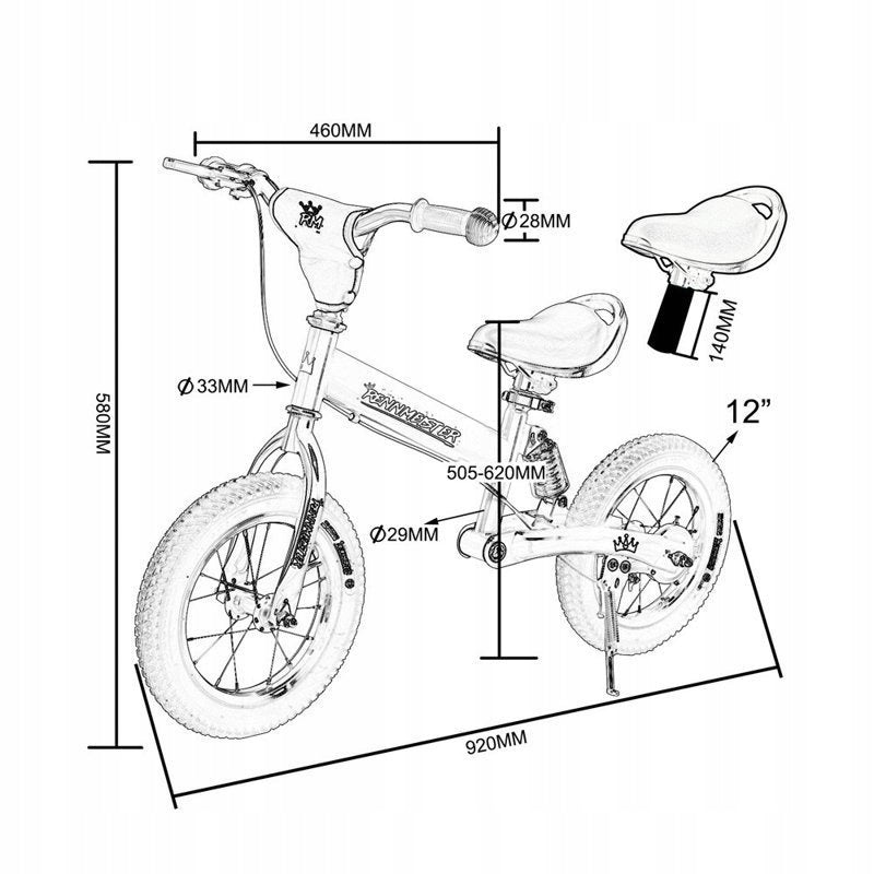 BICYCLE BALANCE BIKE STEEL BRAKE PINK Manufacturer code 992272