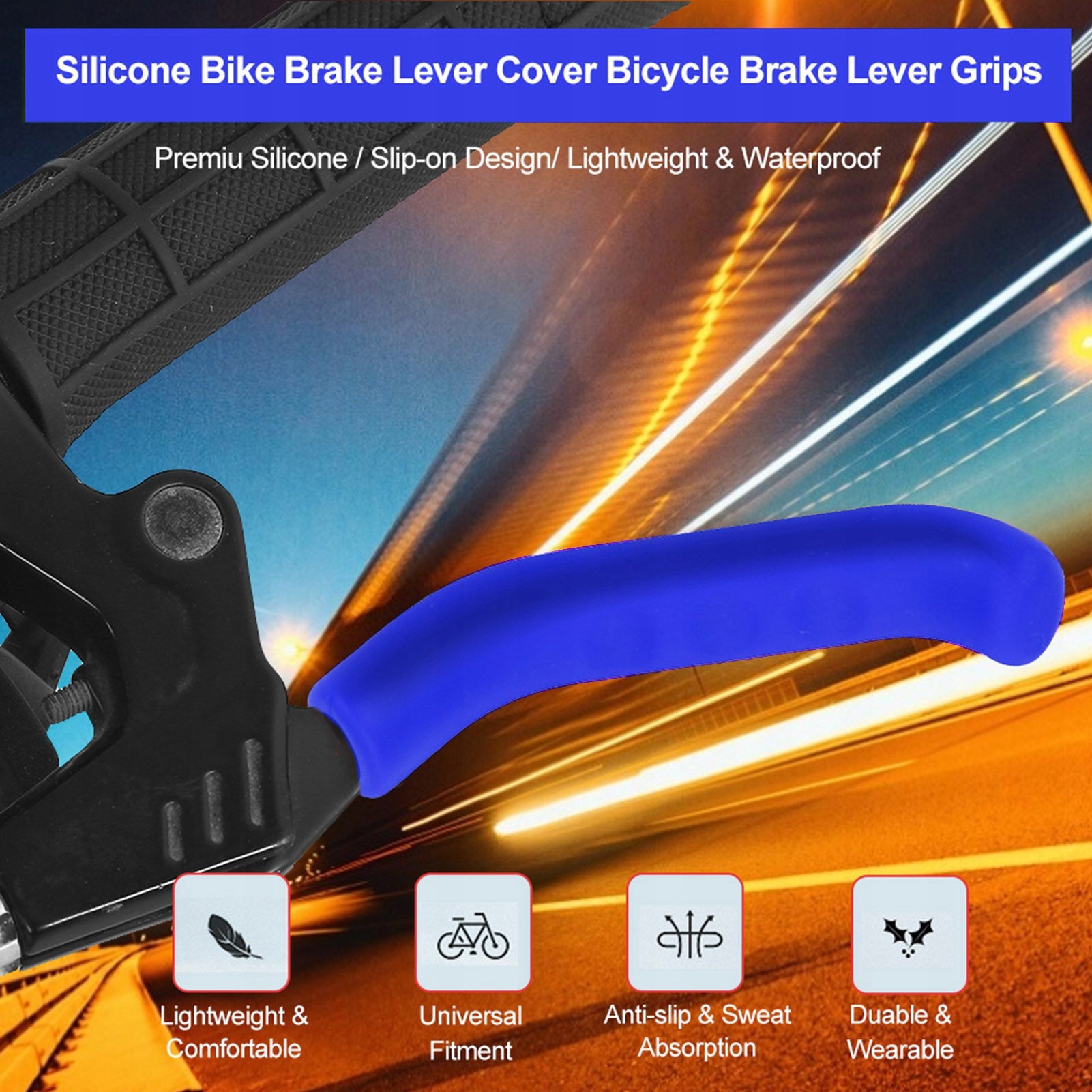 BICYCLE BRAKE HANDLE GRIPS HANDLES SILICONE BLUE Packaging status original