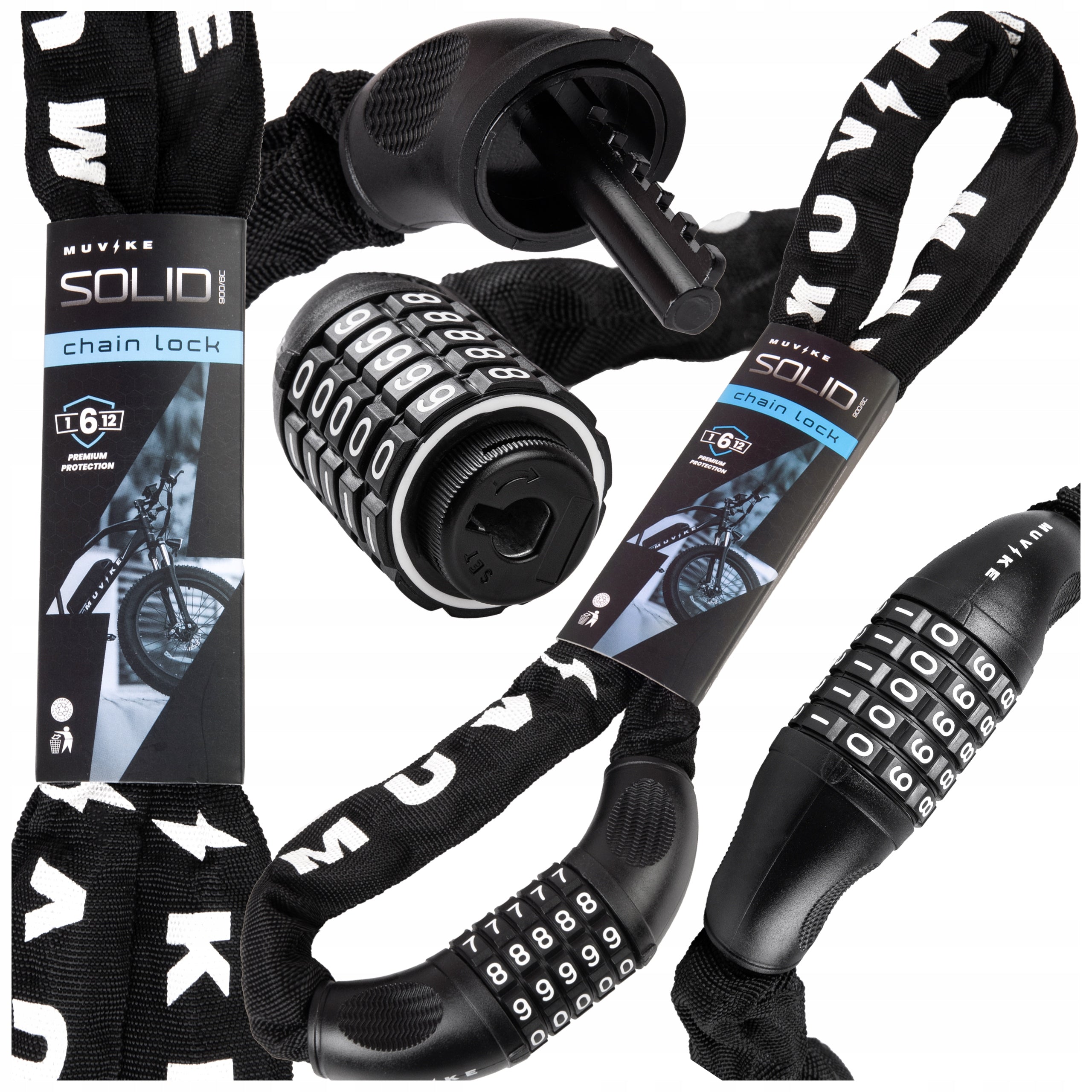 BICYCLE CHAIN CLASP 100cm 6mm FOR LIGHT CODE MUVIKE SOLID 1000/6C