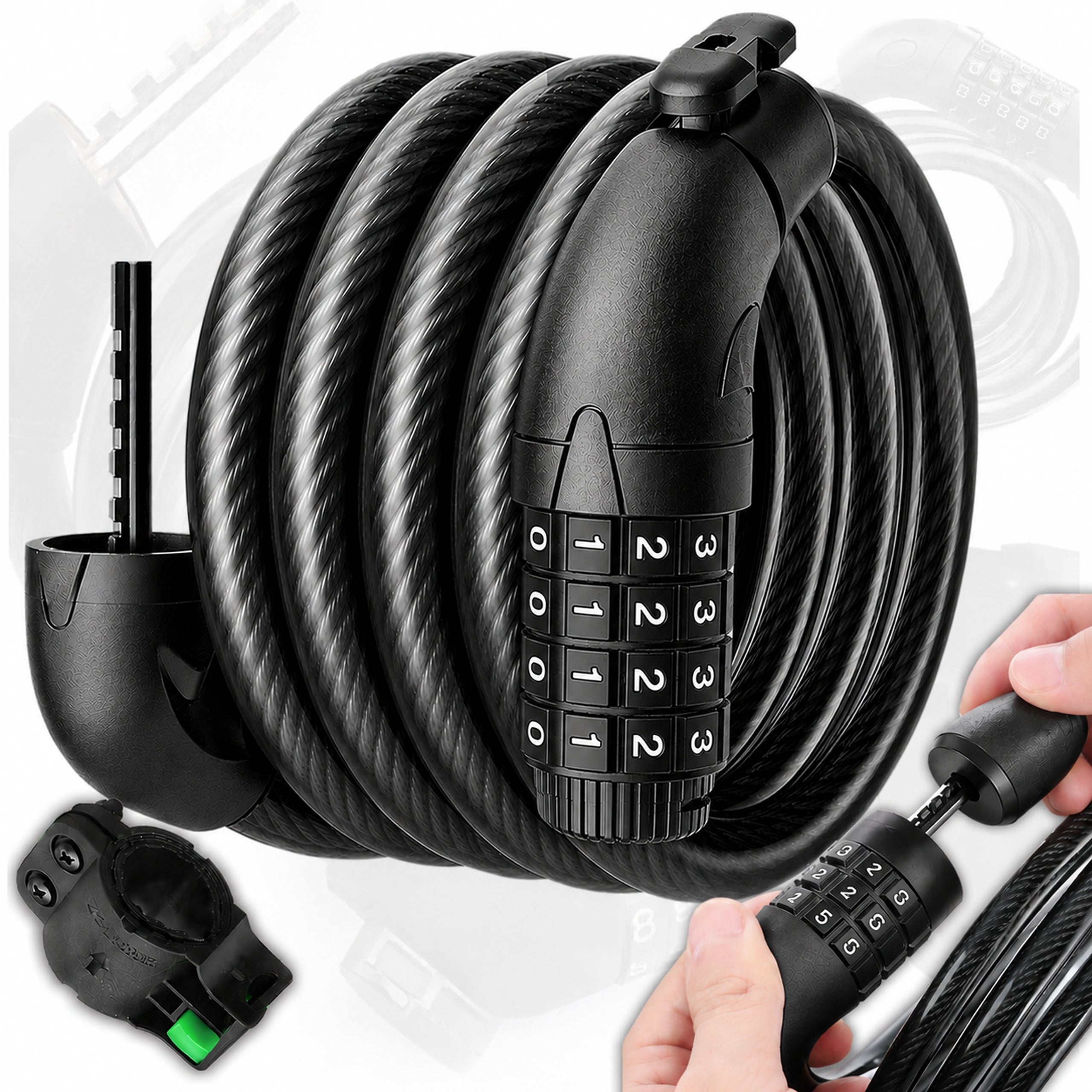 BICYCLE CIPHER LOCK FOR BICYCLE THICK CABLE 120cm/13,5mm