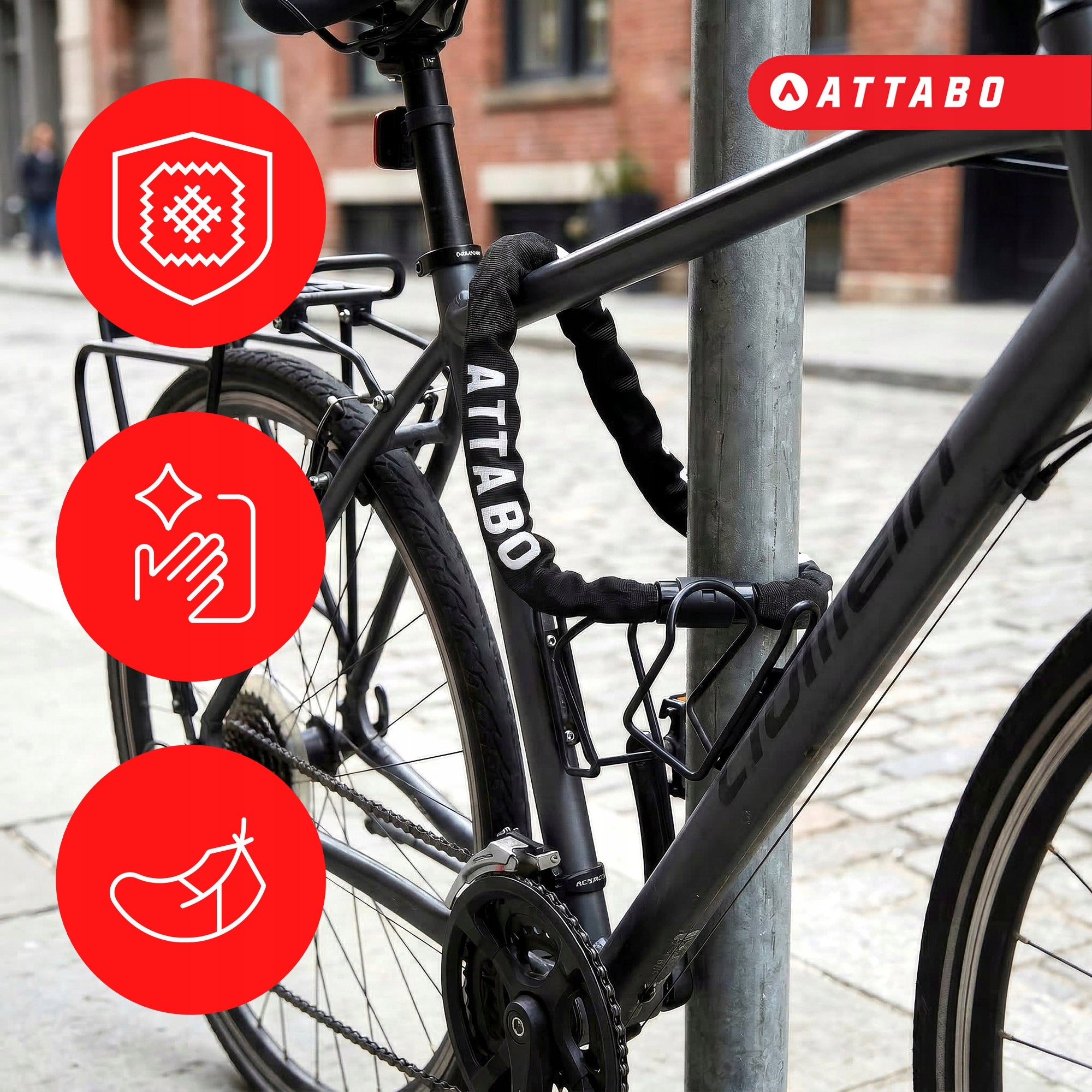 BICYCLE CLASP BICYCLE CHAIN KEY PROTECTION ATTABO C.100 CM Brand Attabo