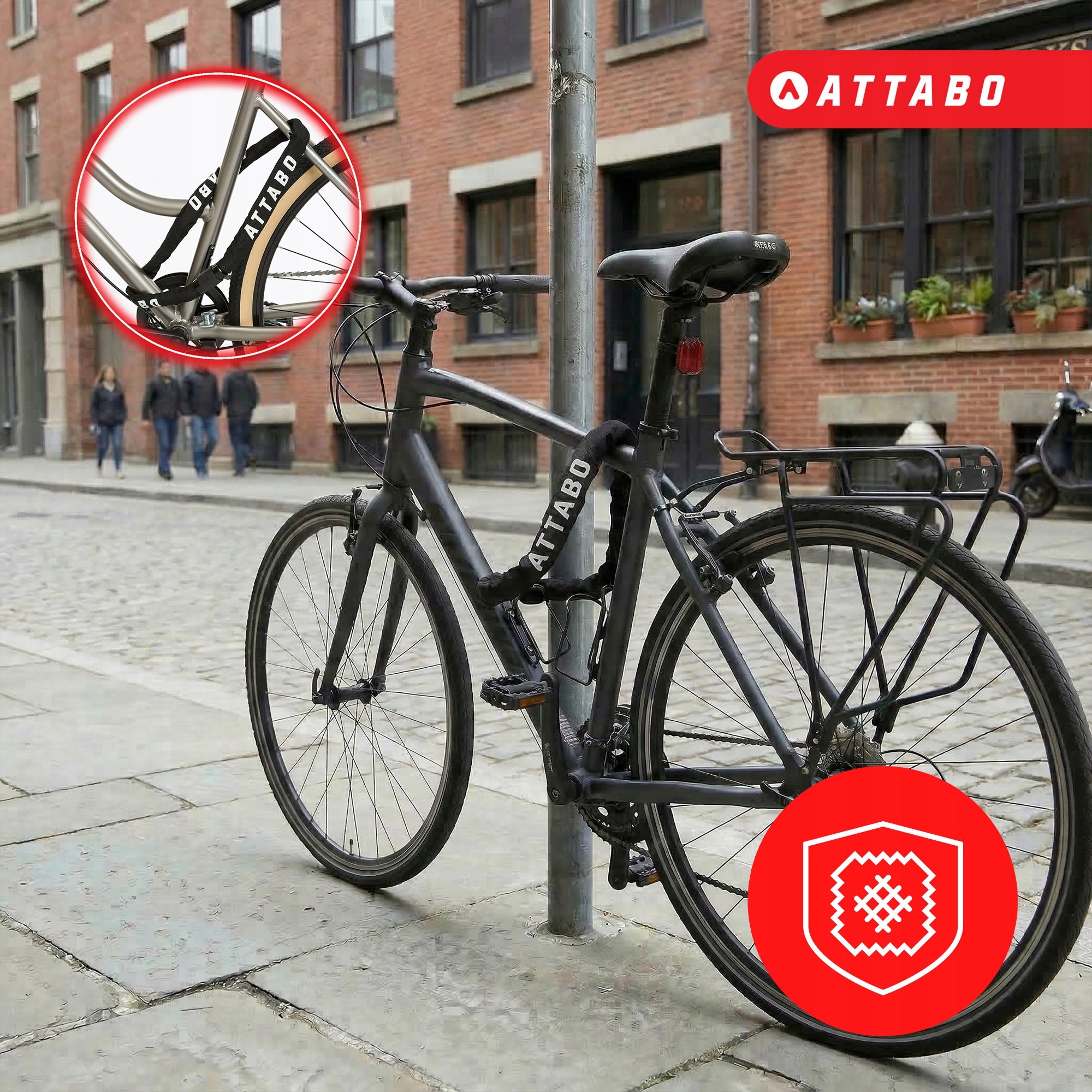 BICYCLE CLASP BICYCLE CHAIN KEY PROTECTION ATTABO C.100 CM Weight 840 g