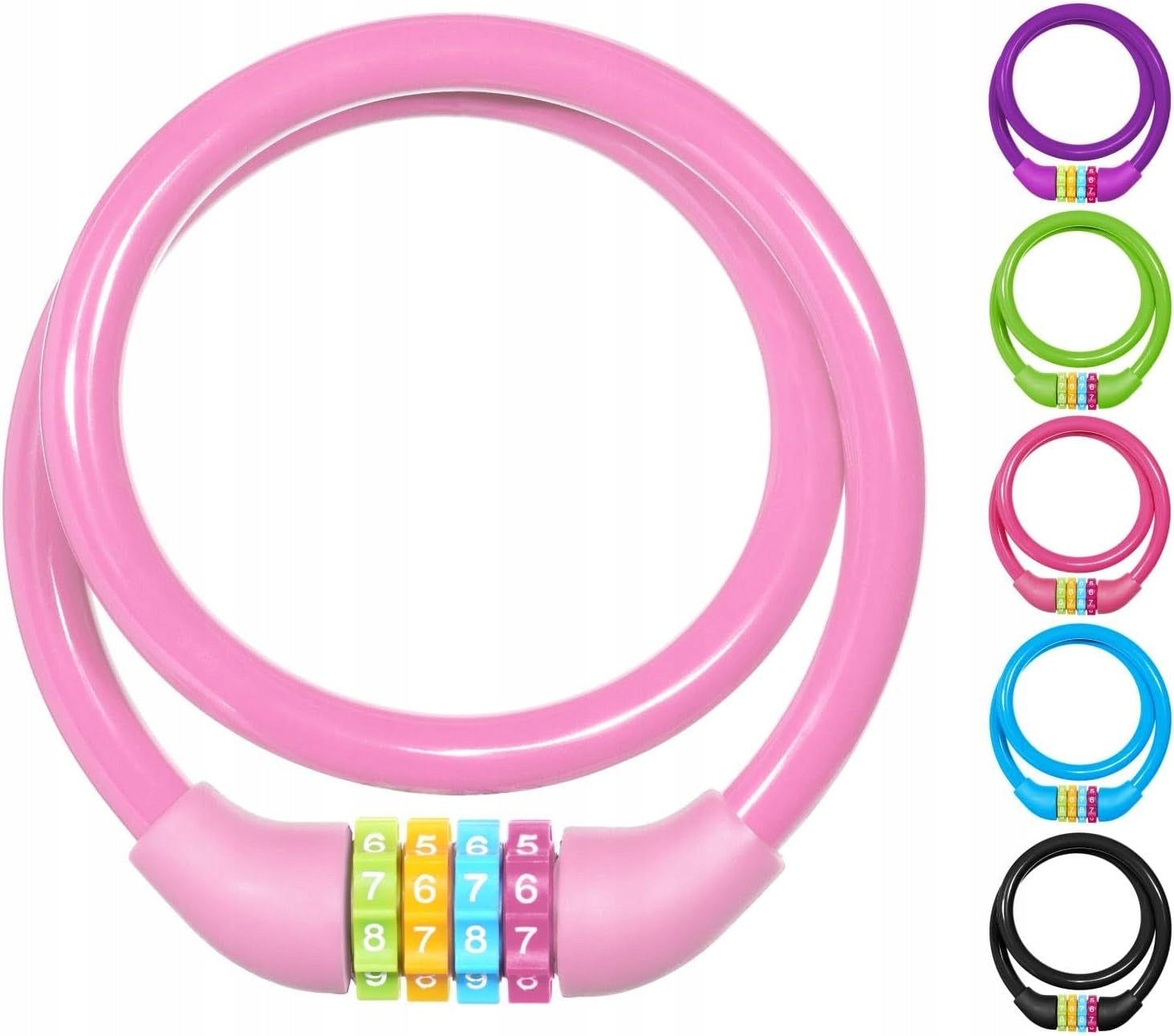 BICYCLE CLASP CABLE 65 CM COMBINATION LOCK 4-DIGIT PINK