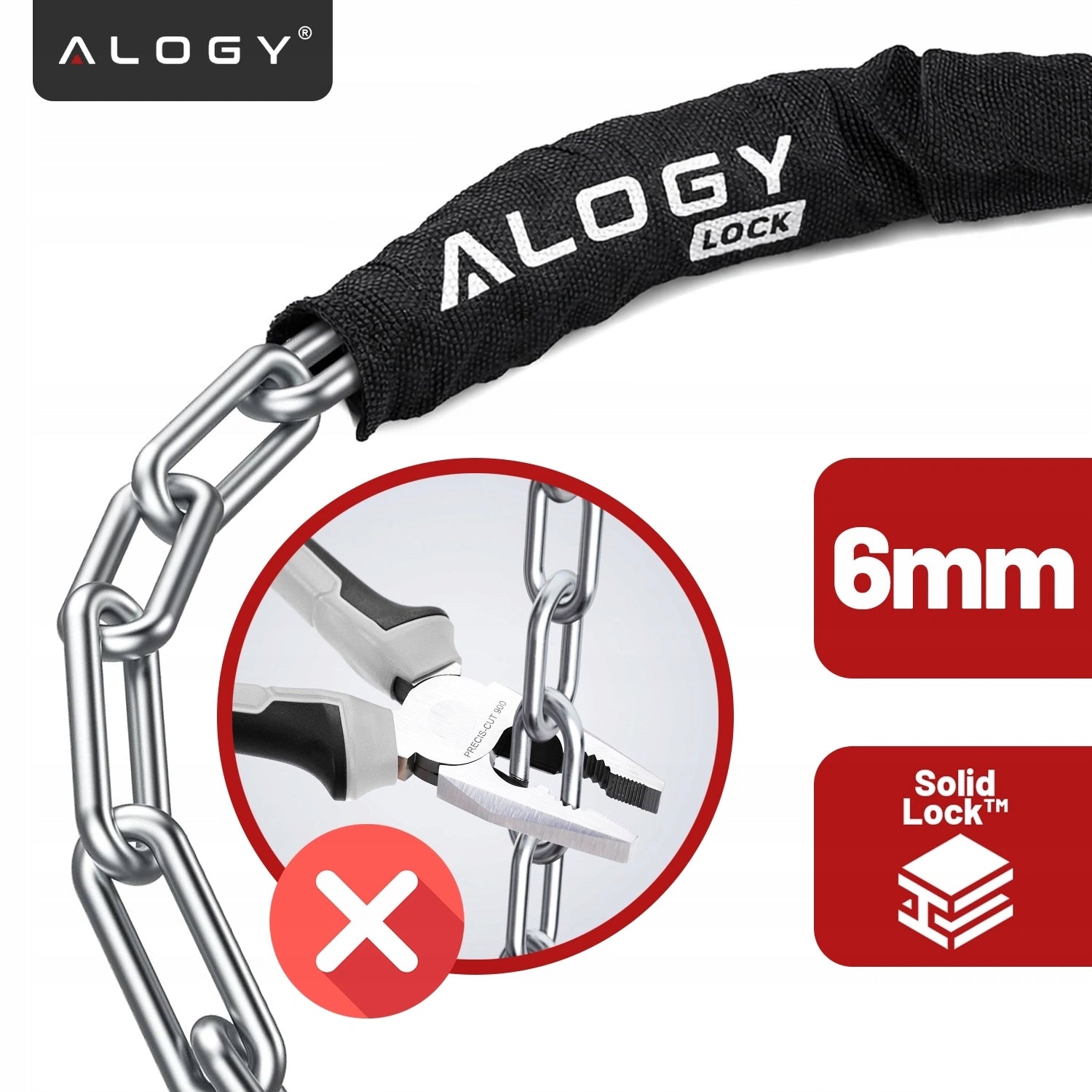 BICYCLE CLASP CHAIN 1000/6K WITH KEY LIGHT SOLID SECURITY Brand Alogy