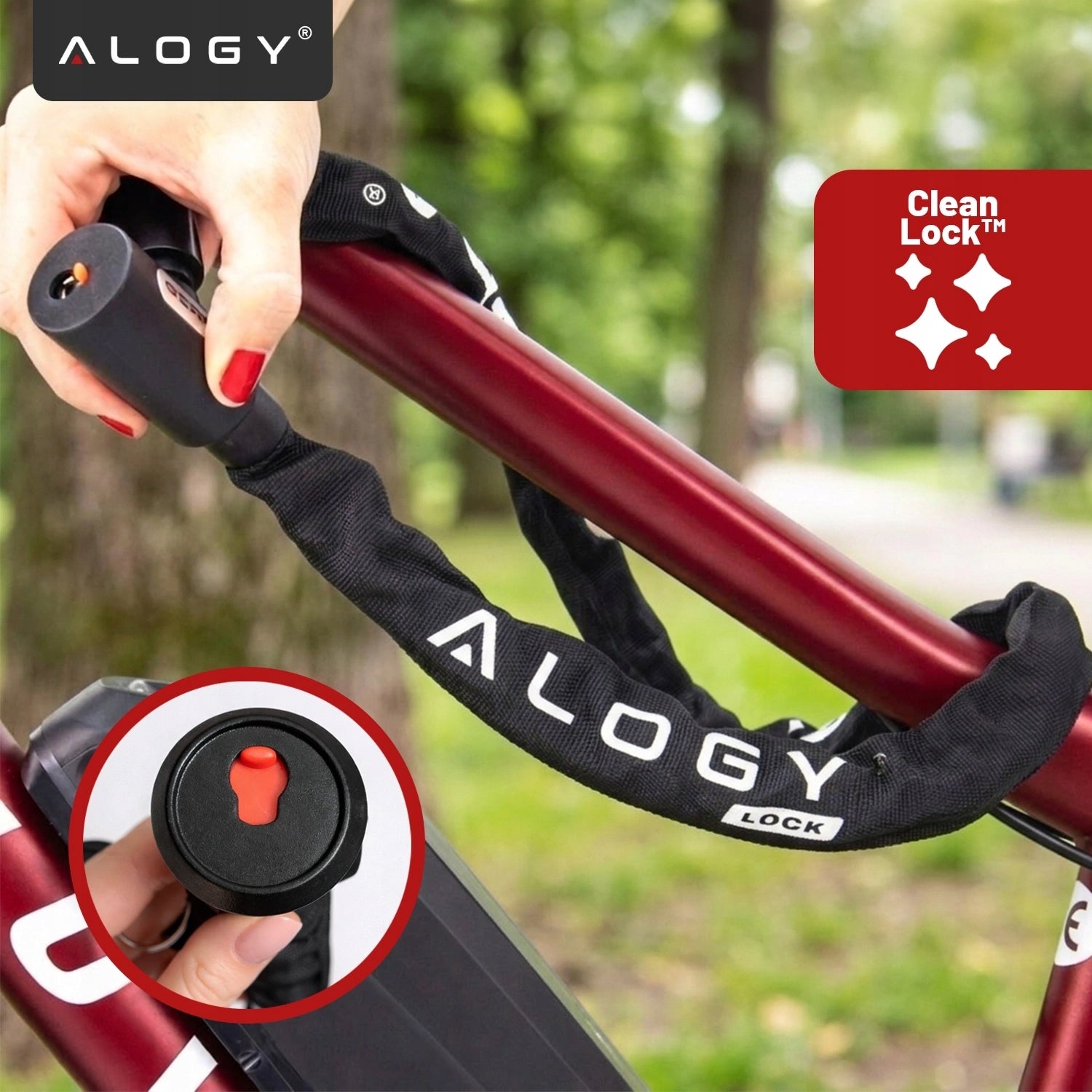 BICYCLE CLASP CHAIN 1000/6K WITH KEY LIGHT SOLID SECURITY Model Zapięcie do roweru łańcuch 100 cm na kluczyk