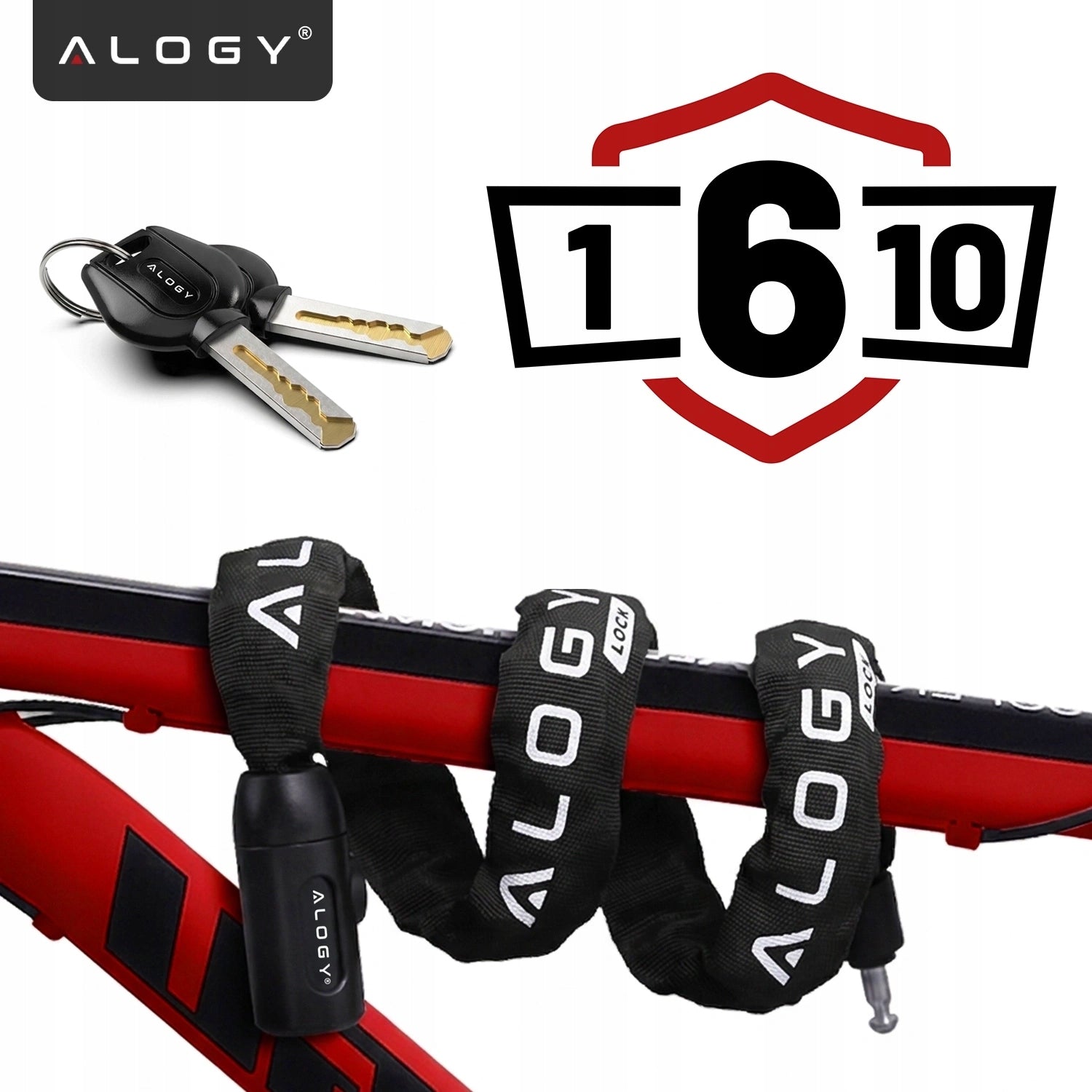 BICYCLE CLASP CHAIN 1000/6K WITH KEY LIGHT SOLID SECURITY Weight 700 g