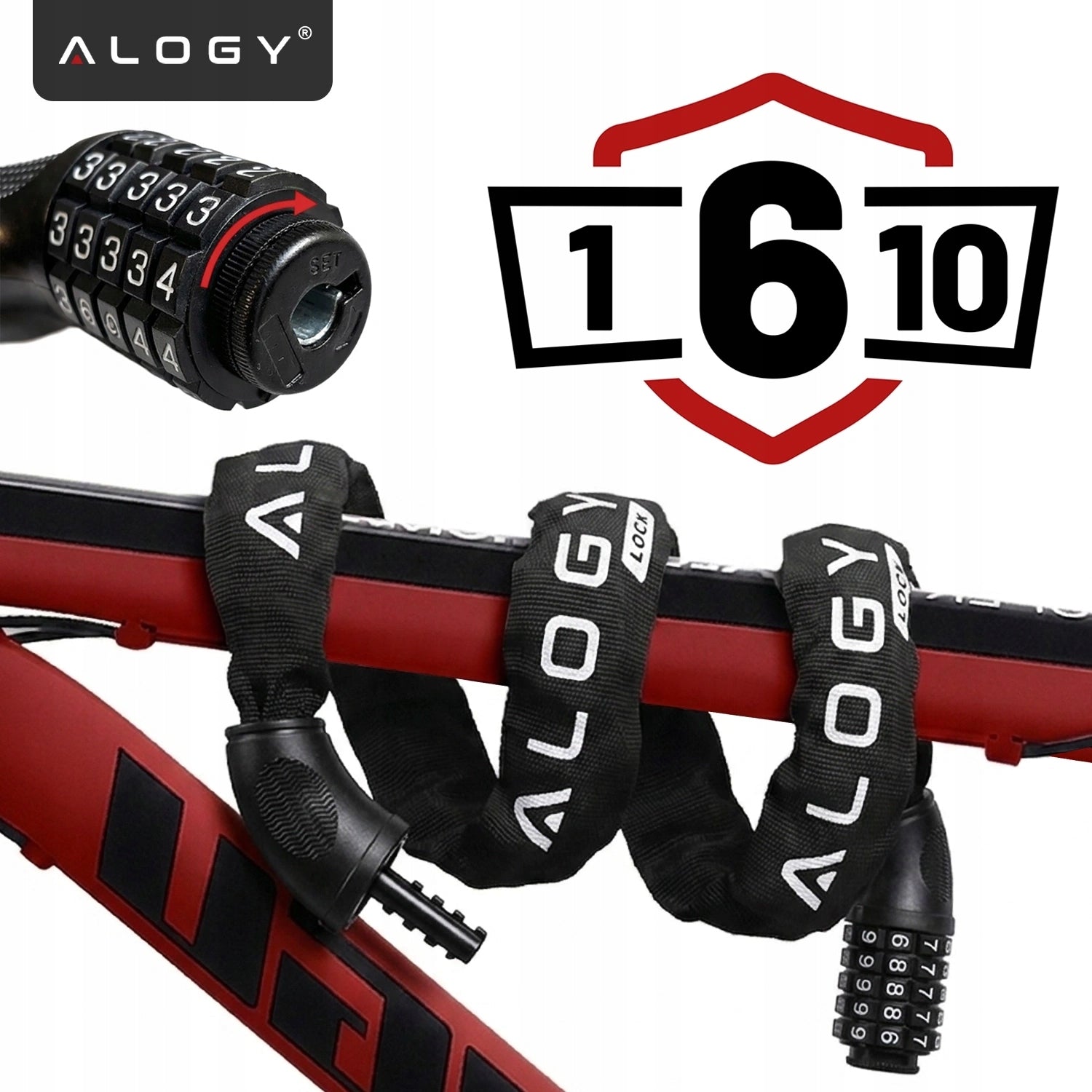 BICYCLE CLASP CHAIN 1000/6V CIPHER CODE LIGHT SOLID SECURITY Weight 810 g