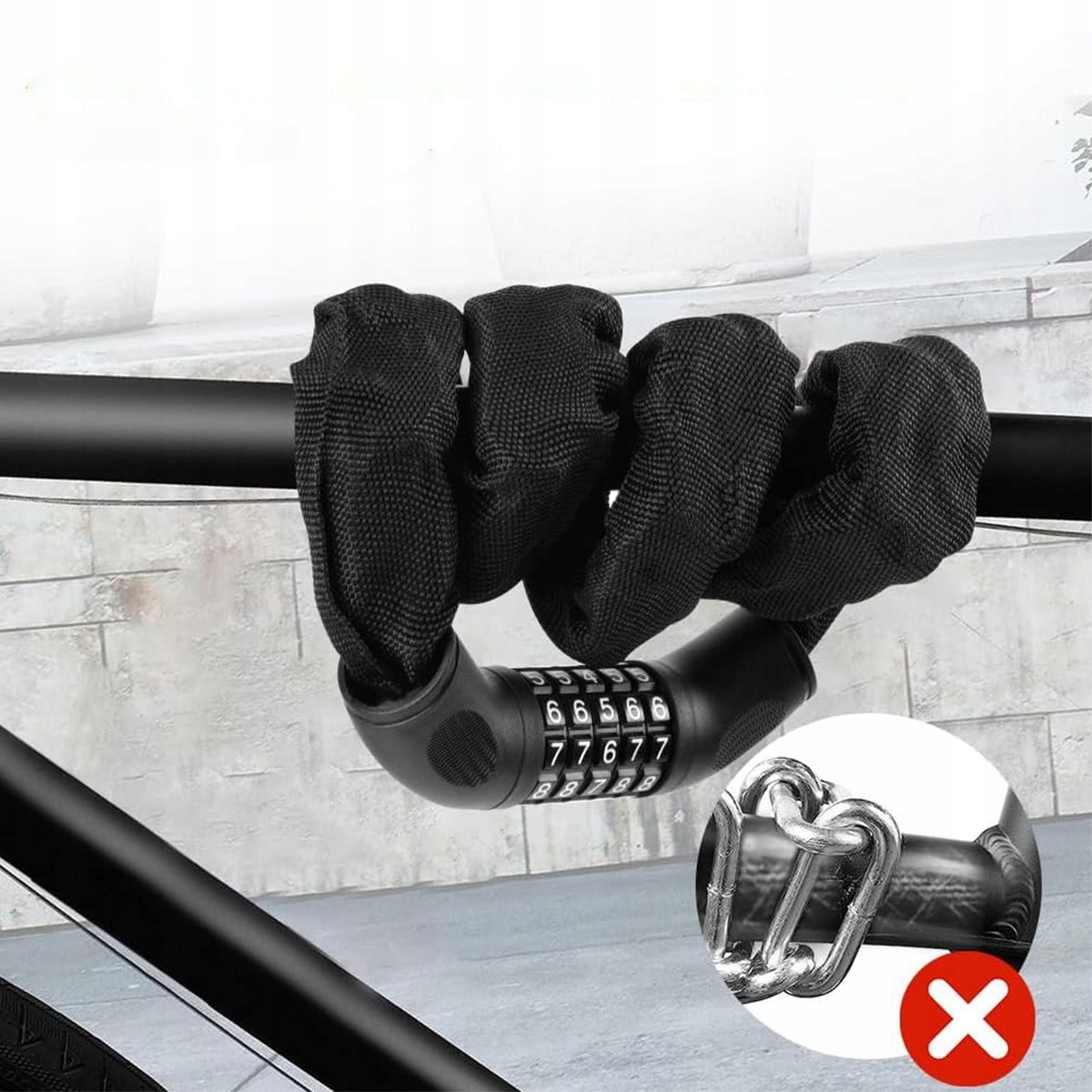 BICYCLE CLASP CIPHER PROTECTION FOR BICYCLE strong black 90cm Kind chain