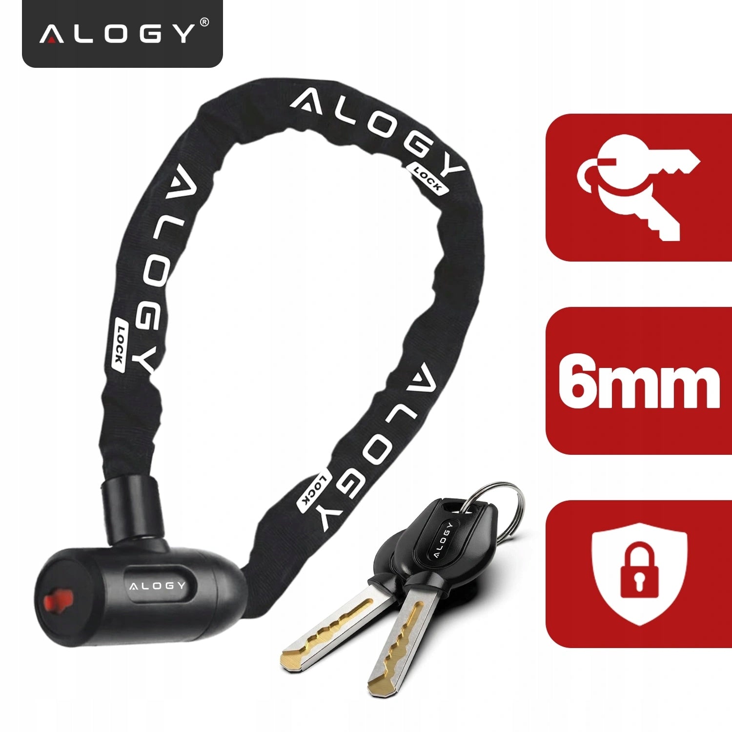 BICYCLE CLASP SECURITY LOCK FOR BICYCLE WITH KEY STRONG CHAIN Manufacturer code Mocne Zapięcie roweru 1000/6K 77777