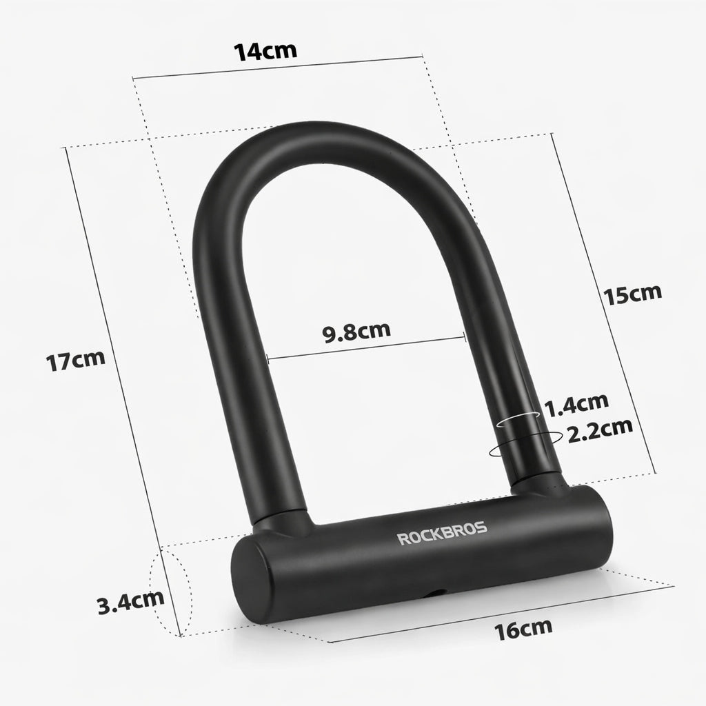BICYCLE CLASP U-LOCK SHACKLE LOCK FOR BICYCLE WITH KEY STEEL + HANDLE Manufacturer code RKS610-BK